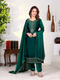 Aira - KD003 Green Fendy Satin Kurti With Pant & Dupatta