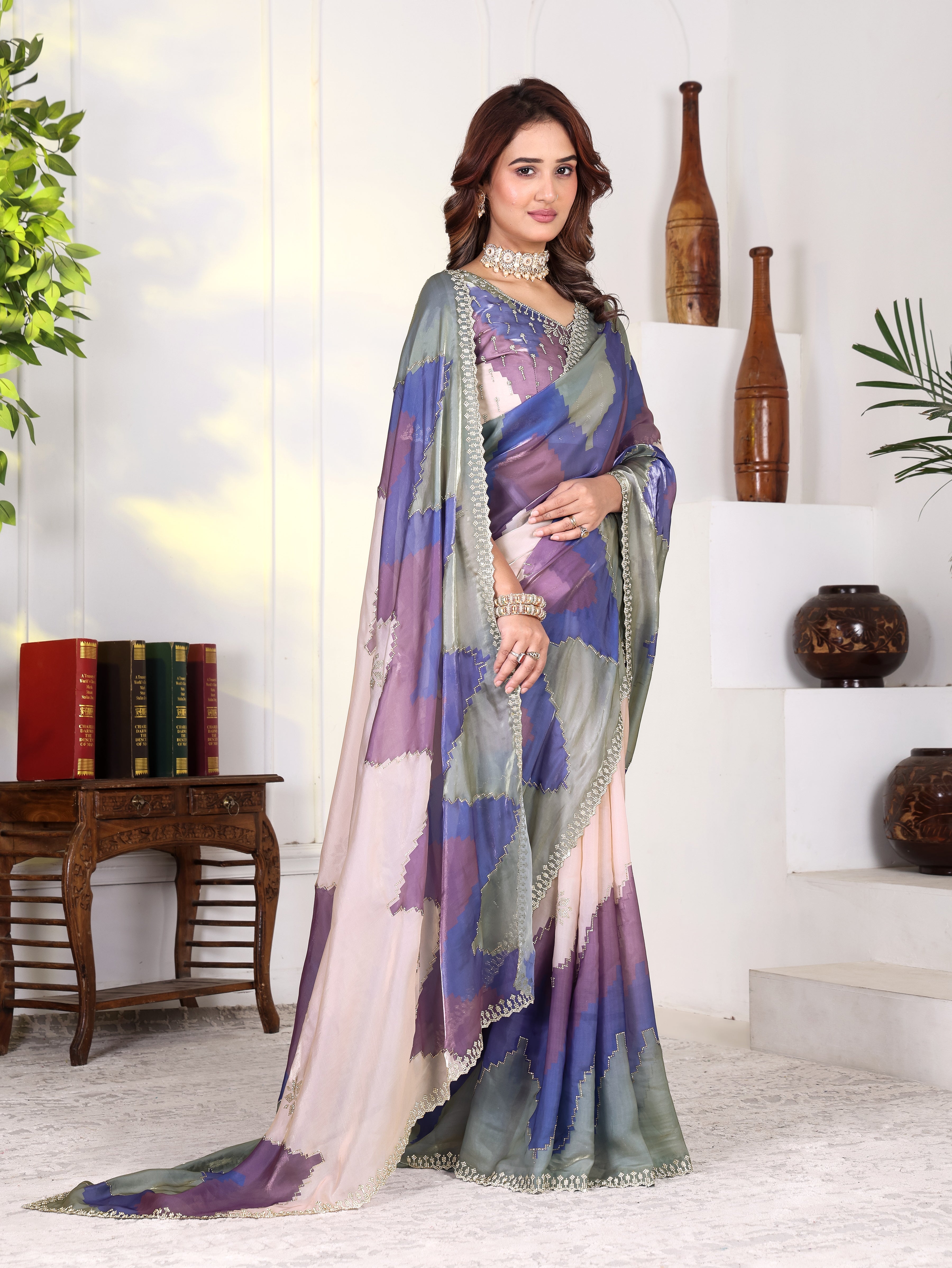 Kiara - KD1002 Pastel Fendy Satin Party Wear Saree