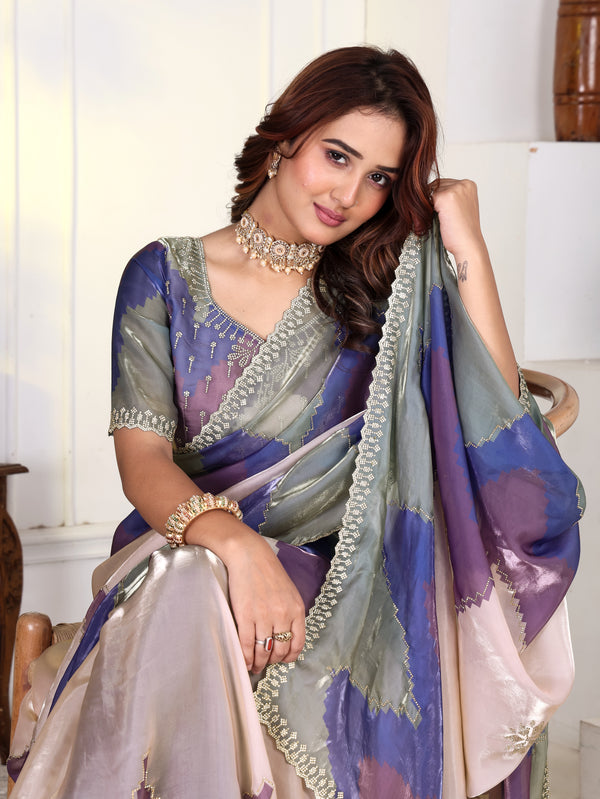 Kiara - KD1002 Pastel Fendy Satin Party Wear Saree