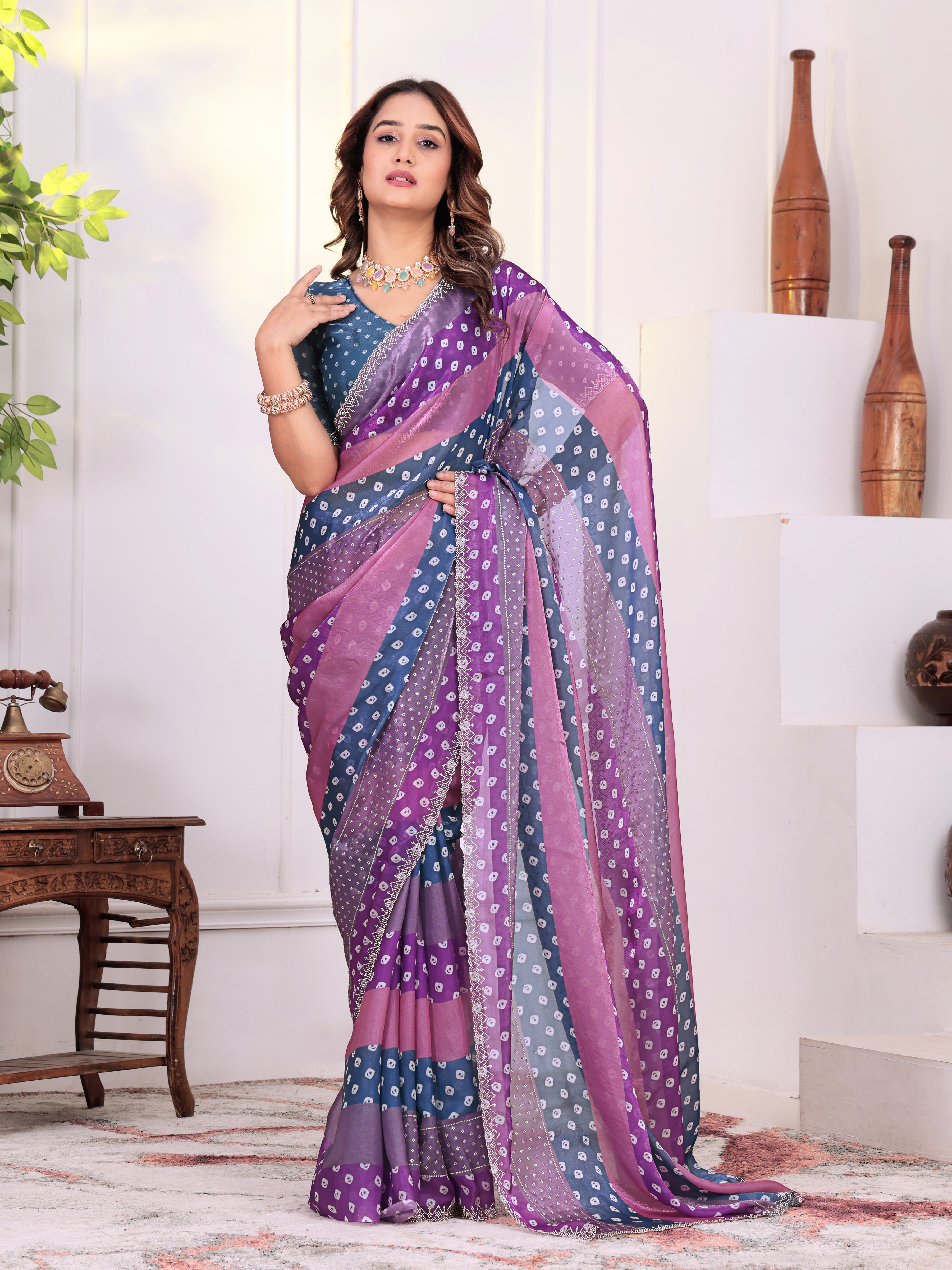 Colourful Bandhani Printed KD003 Saree
