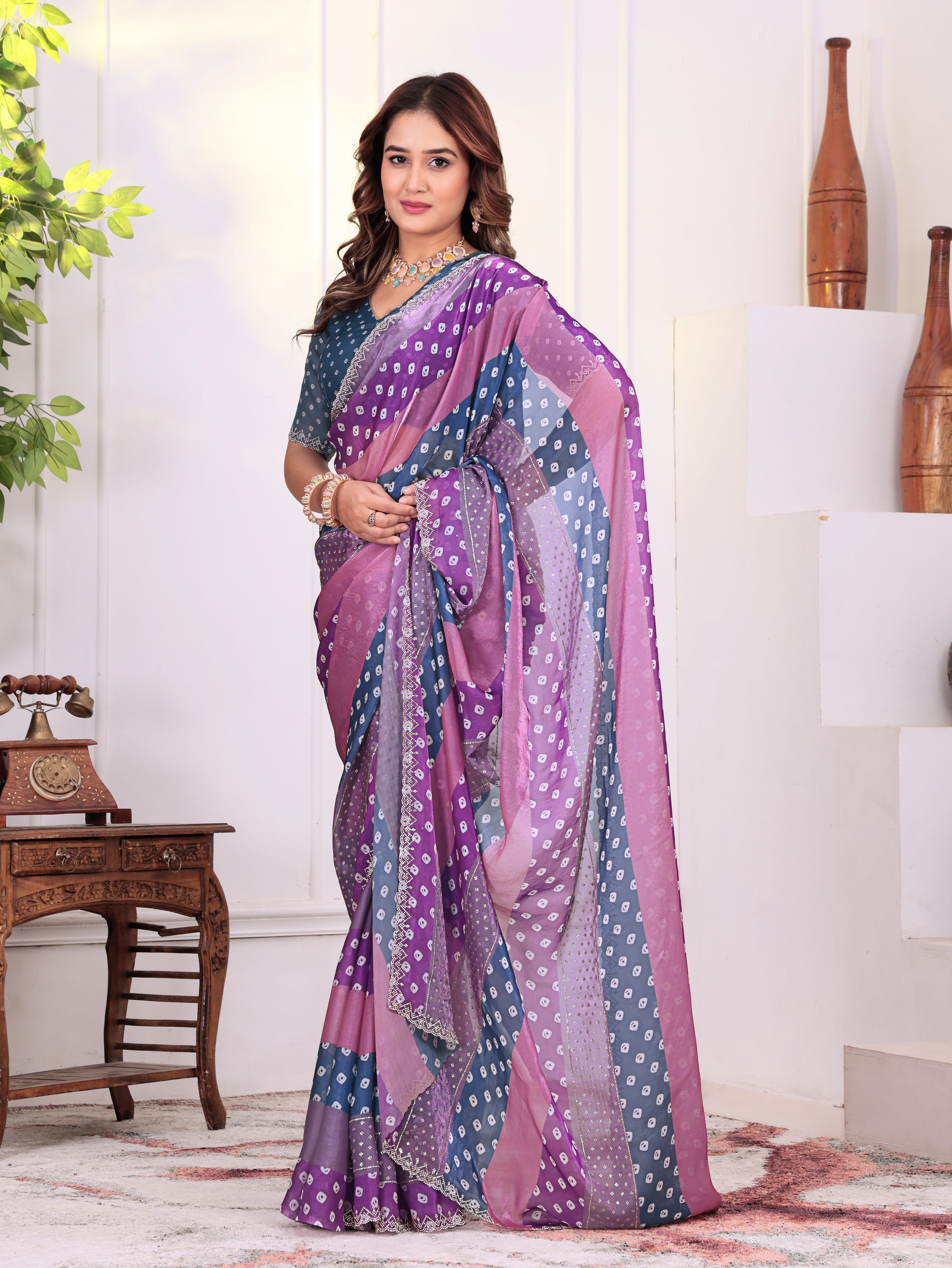Colourful Bandhani Printed KD003 Saree