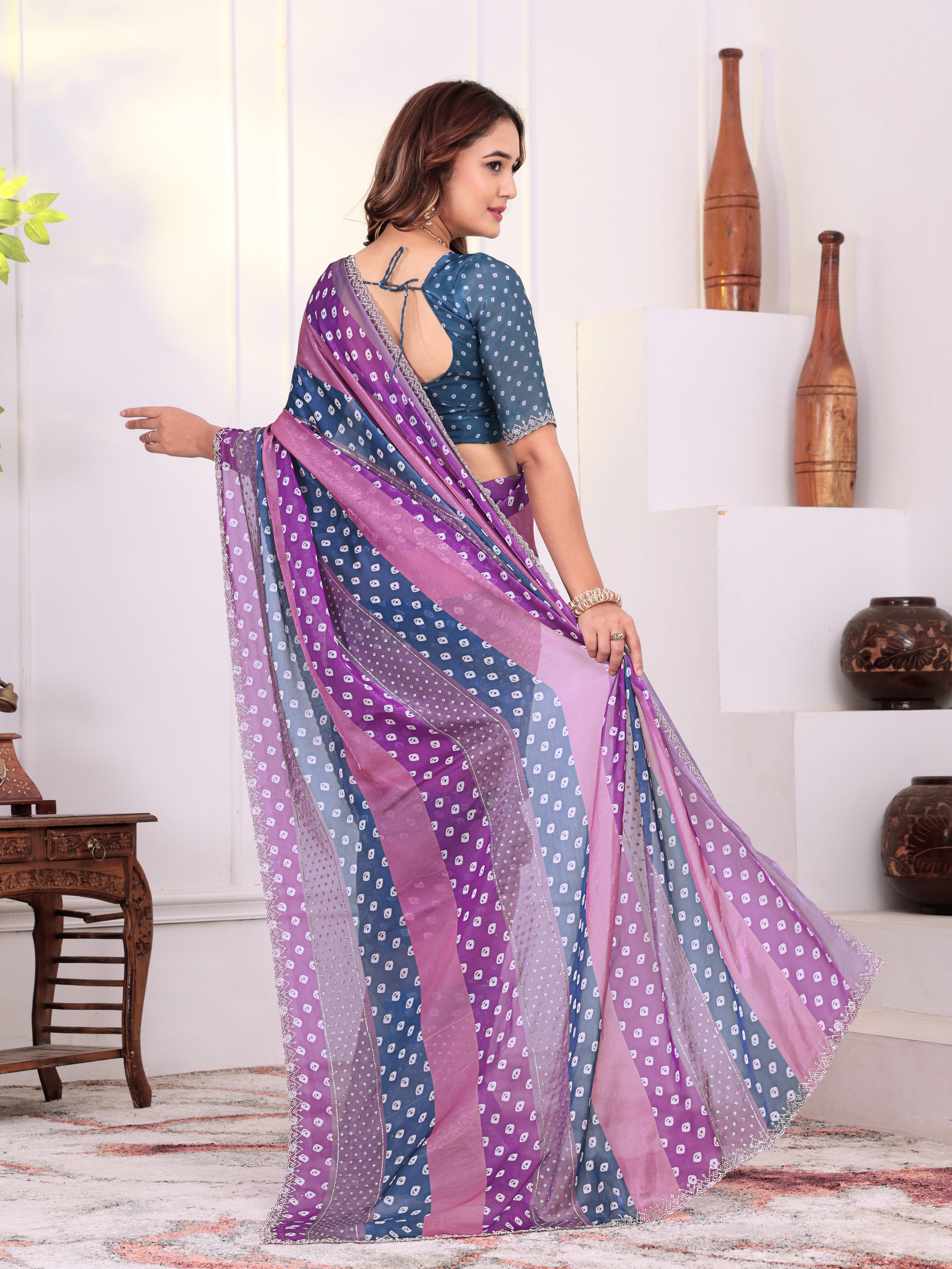 Colourful Bandhani Printed KD003 Saree