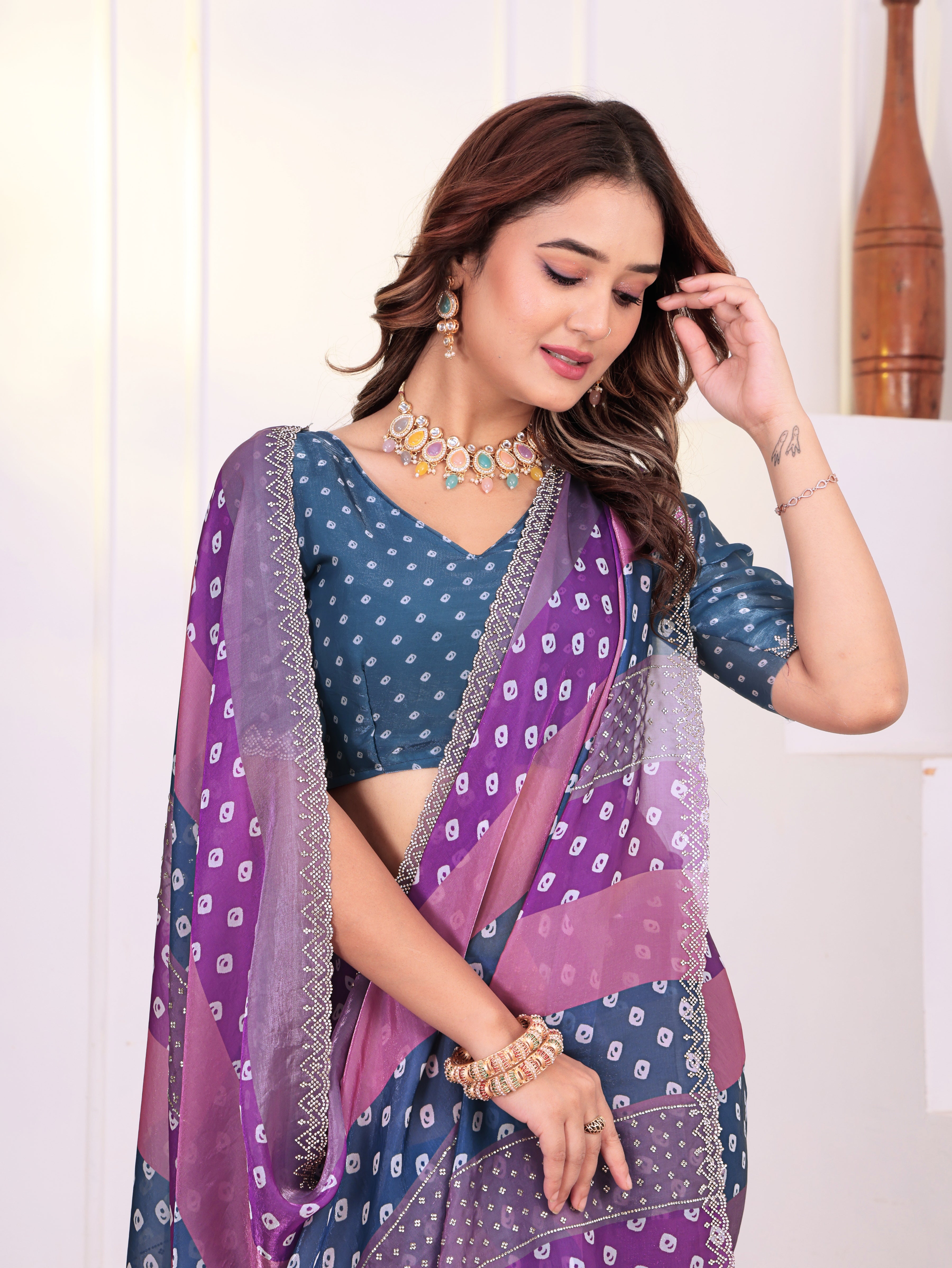 Colourful Bandhani Printed KD003 Saree