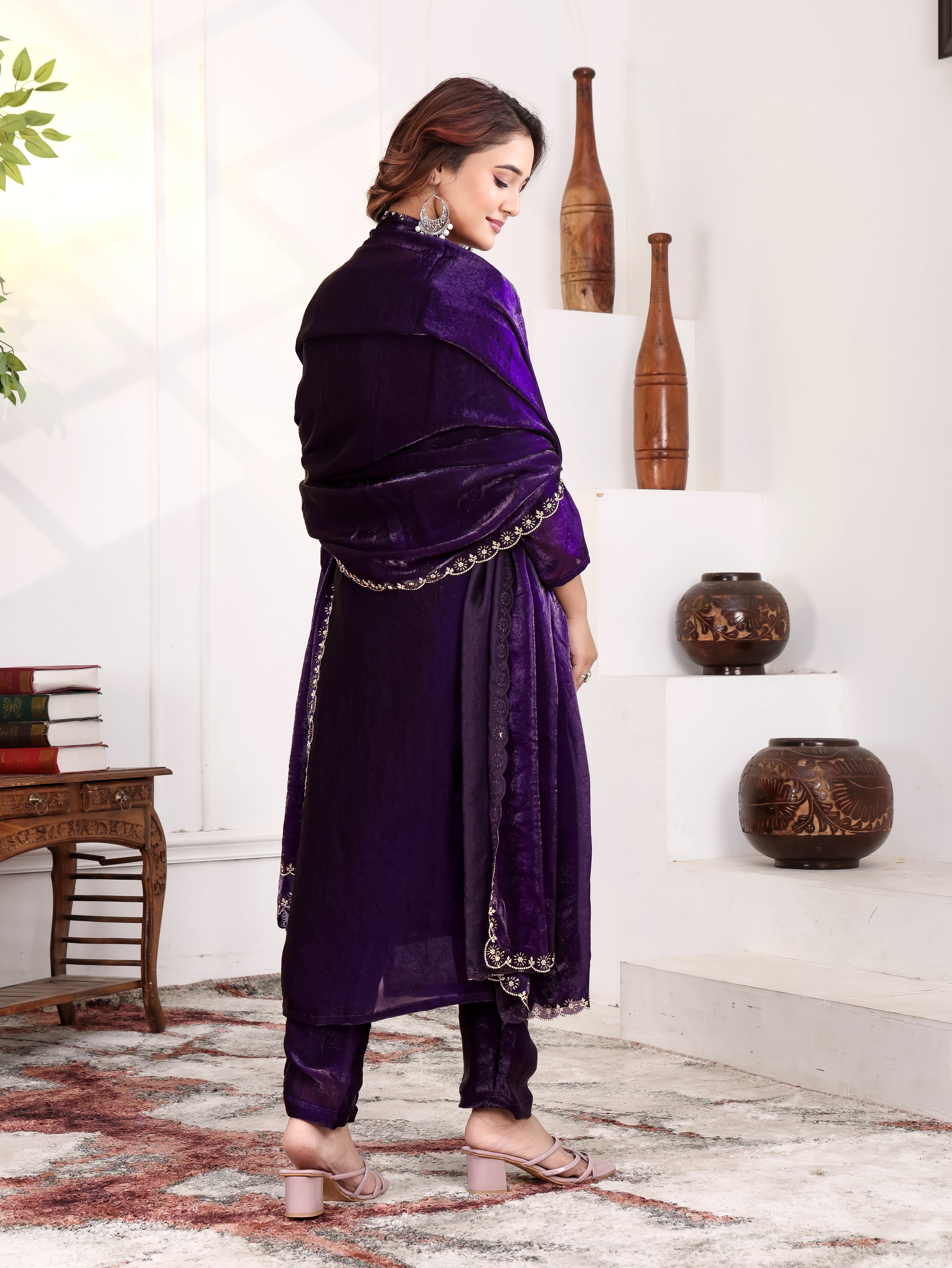 Irya - KD005 Purple Kurti With Pant & Dupatta
