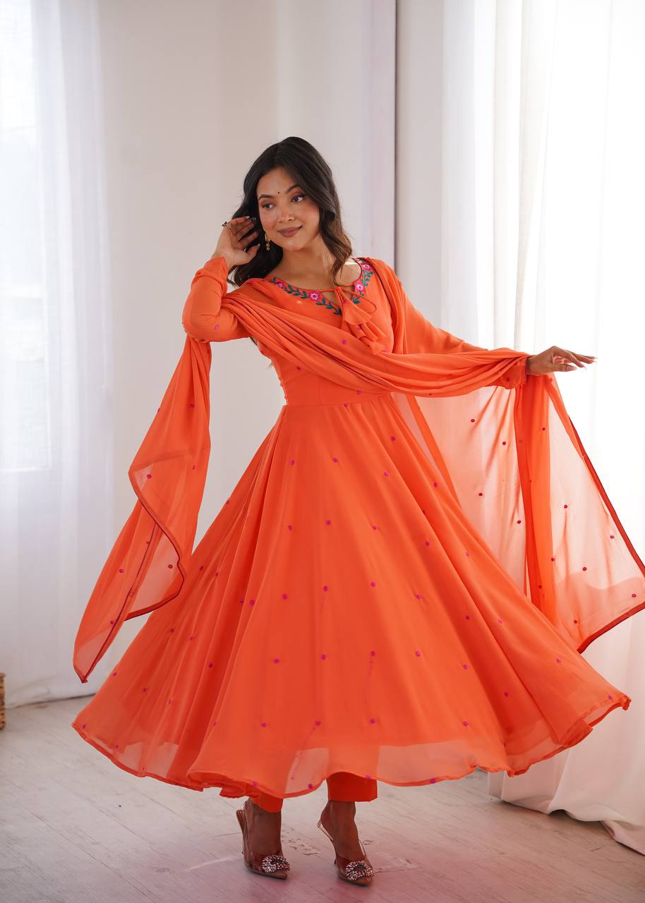 Women’s Embroidered Anarkali Kurta Set with Dupatta