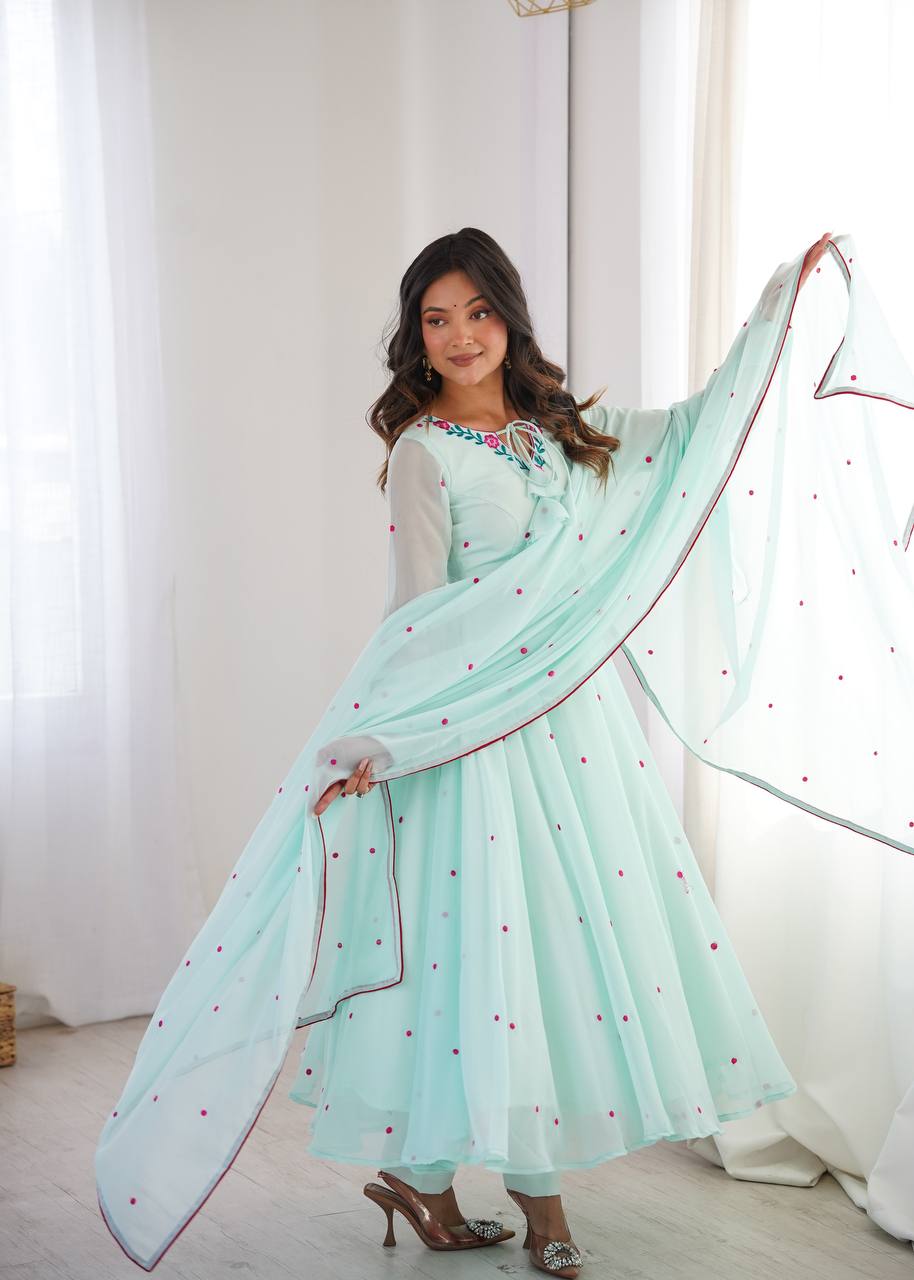 Women’s Embroidered Anarkali Kurta Set with Dupatta