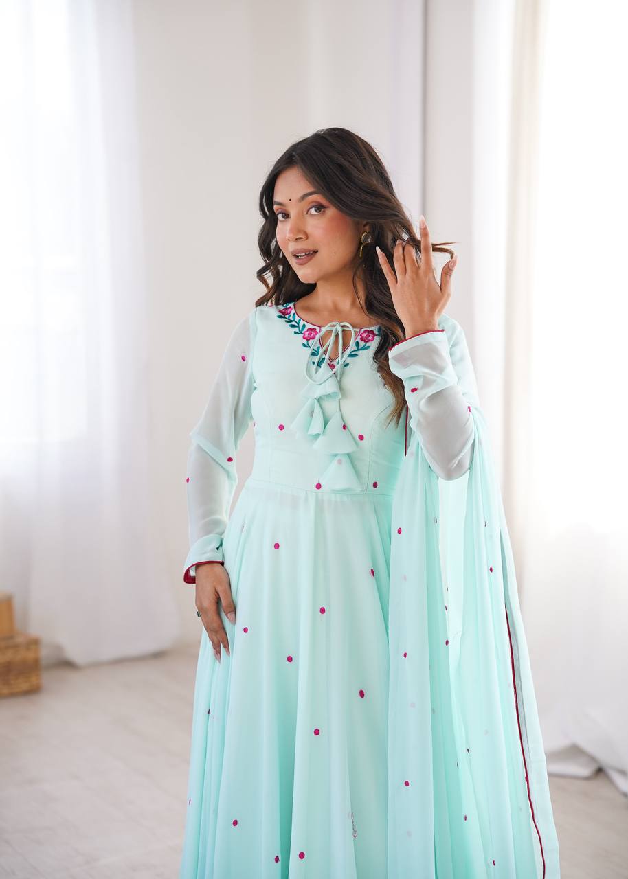 Women’s Embroidered Anarkali Kurta Set with Dupatta