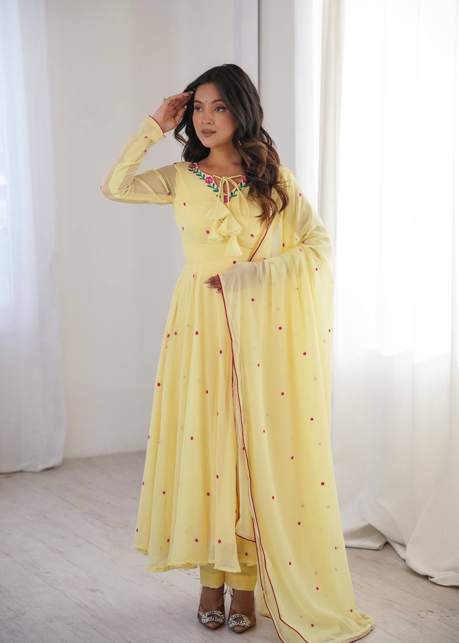 Women’s Embroidered Anarkali Kurta Set with Dupatta
