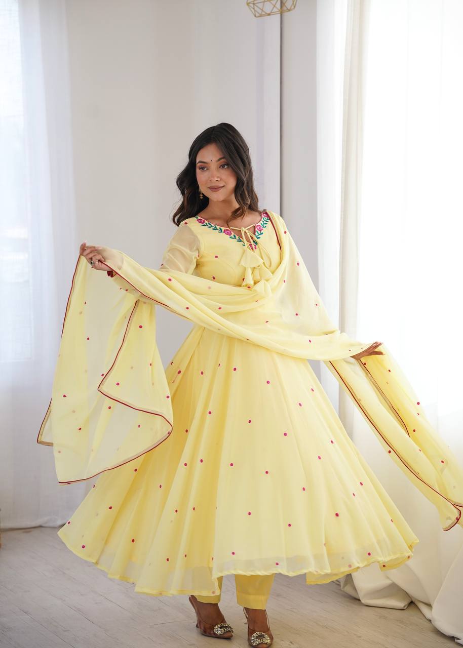 Women’s Embroidered Anarkali Kurta Set with Dupatta