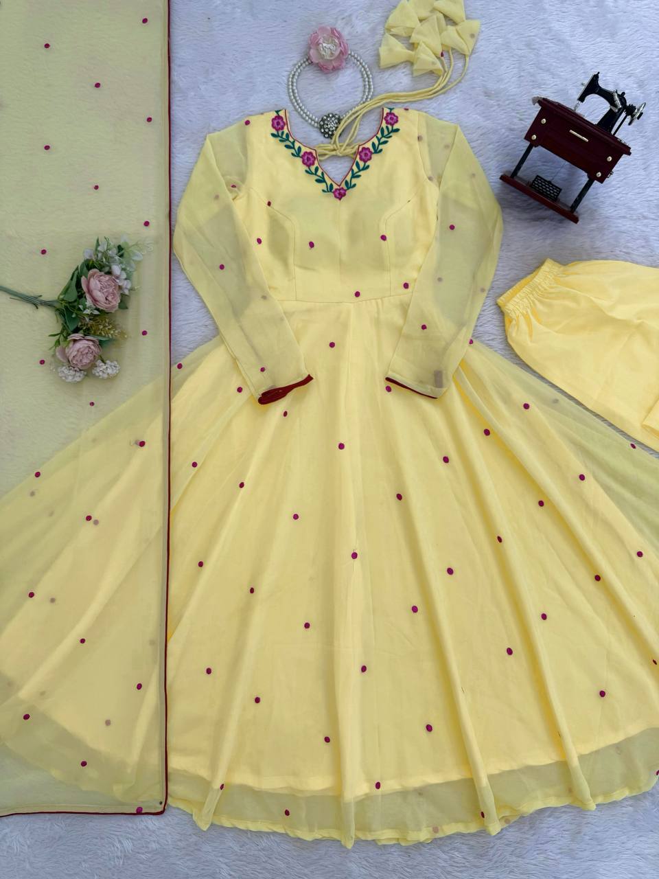 Women’s Embroidered Anarkali Kurta Set with Dupatta