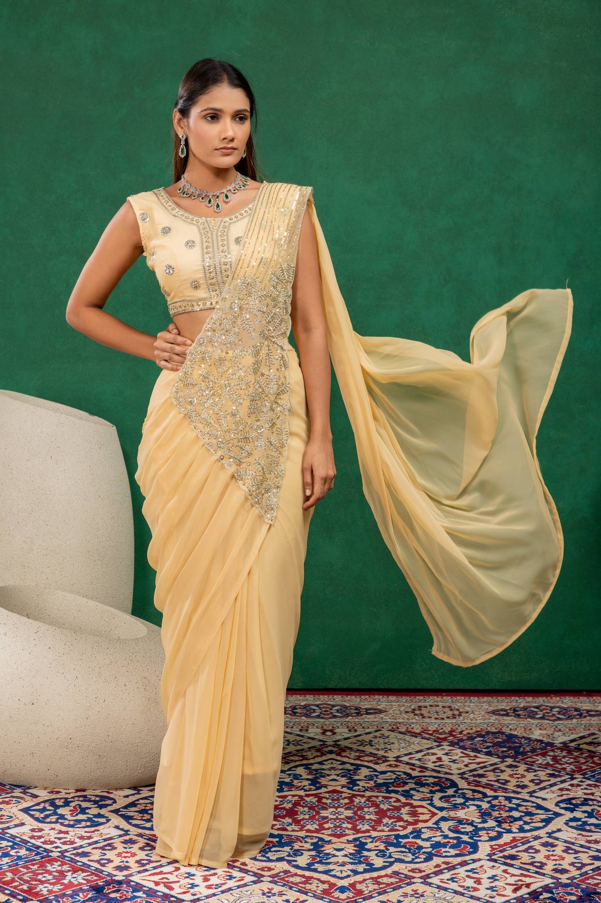 Women’s Pink Embroidered Saree with Designer Blouse