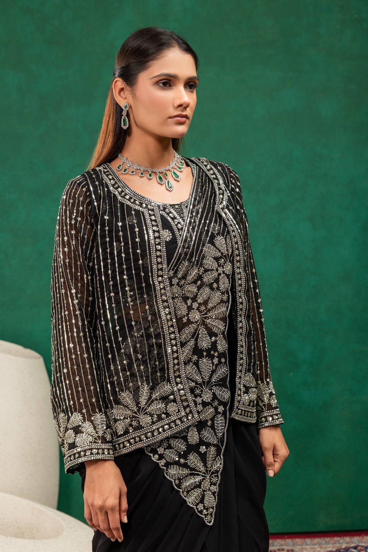 Women’s Pink Embroidered Saree with Designer Blouse
