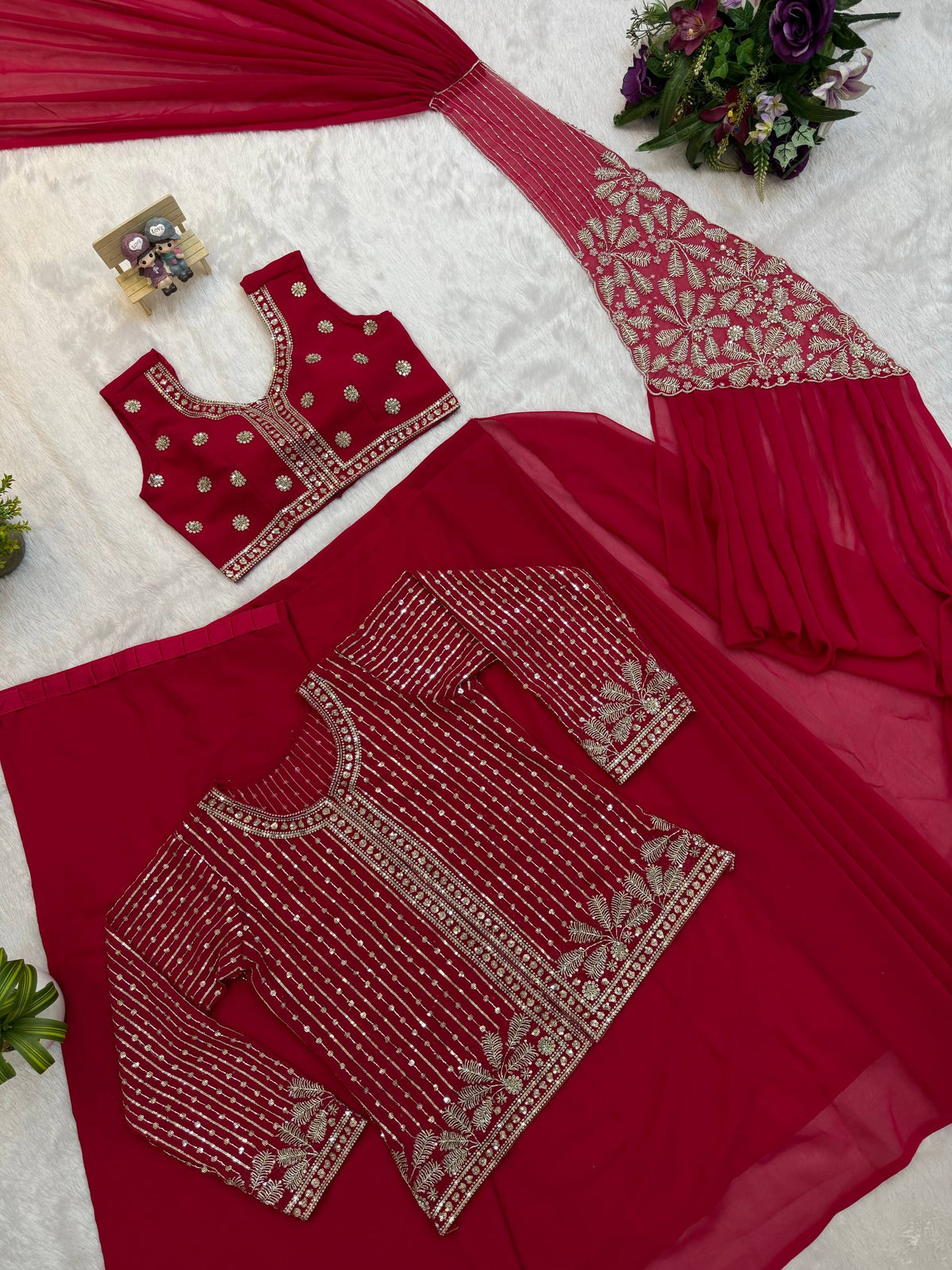 Women’s Pink Embroidered Saree with Designer Blouse