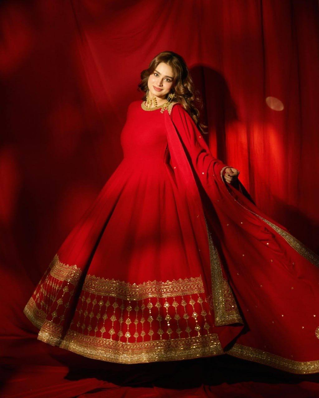 Red Velvet Dream Anarkali KD01 Gown