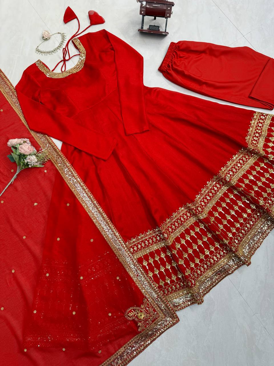 Red Velvet Dream Anarkali KD01 Gown