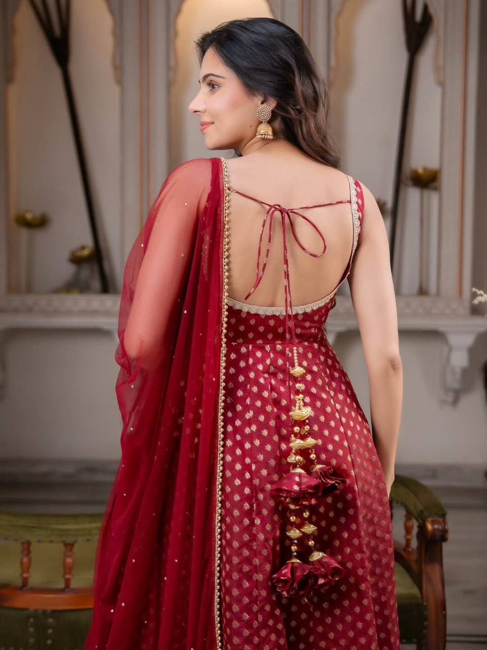 Ruby Royale Chanderi Jacquard Anarkali Set
