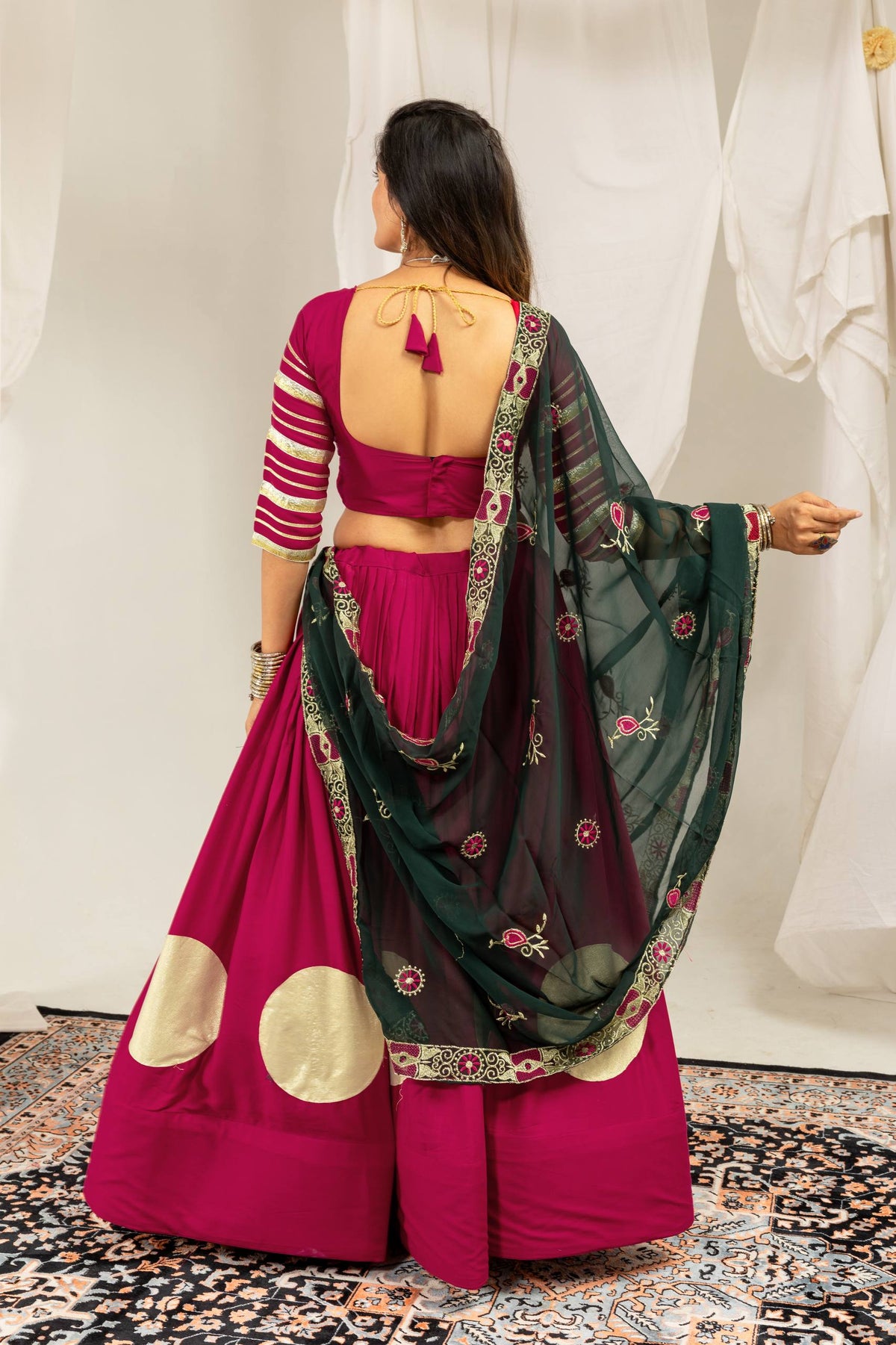 Girls Traditional Embroidered Choli with Lehenga & Dupatta Set
