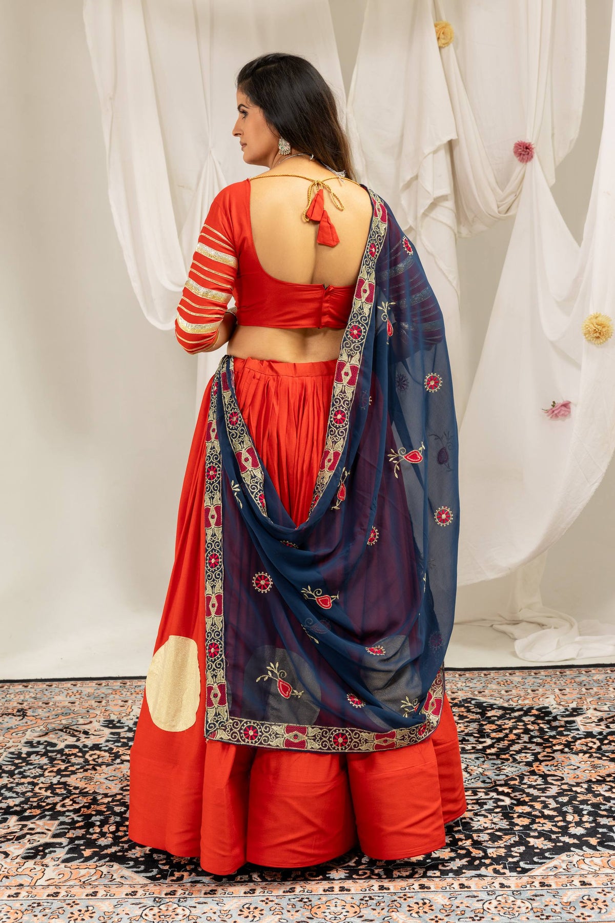 Girls Traditional Embroidered Choli with Lehenga & Dupatta Set