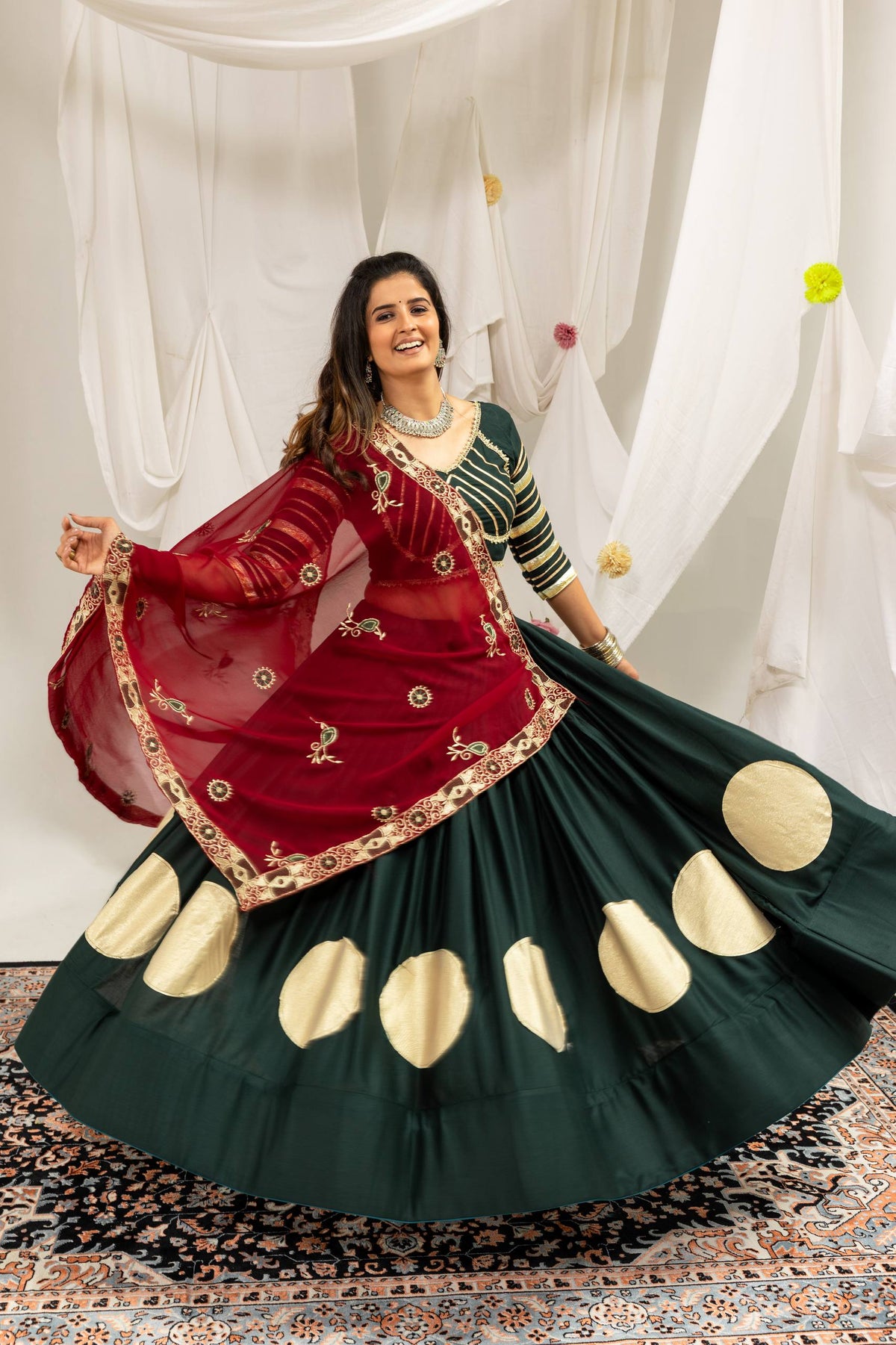 Girls Traditional Embroidered Choli with Lehenga & Dupatta Set