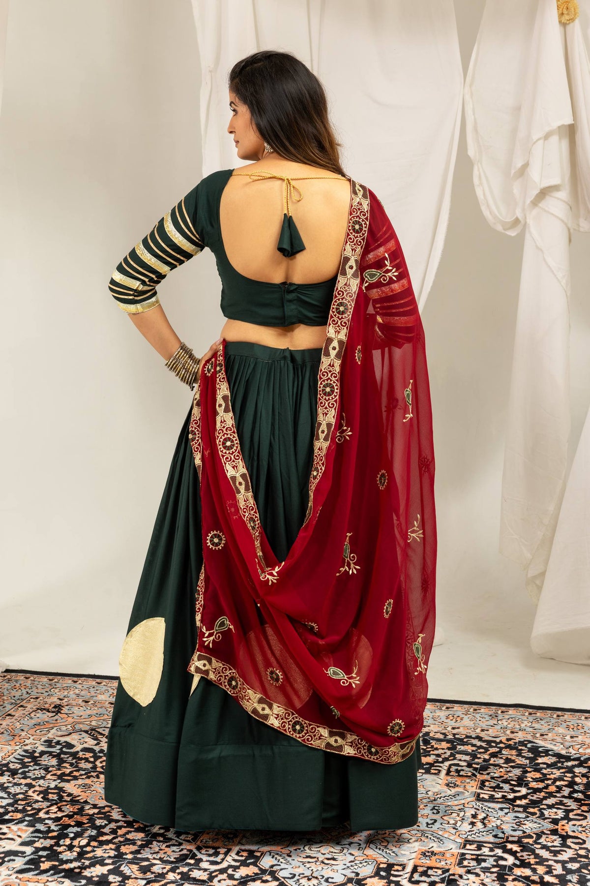 Girls Traditional Embroidered Choli with Lehenga & Dupatta Set