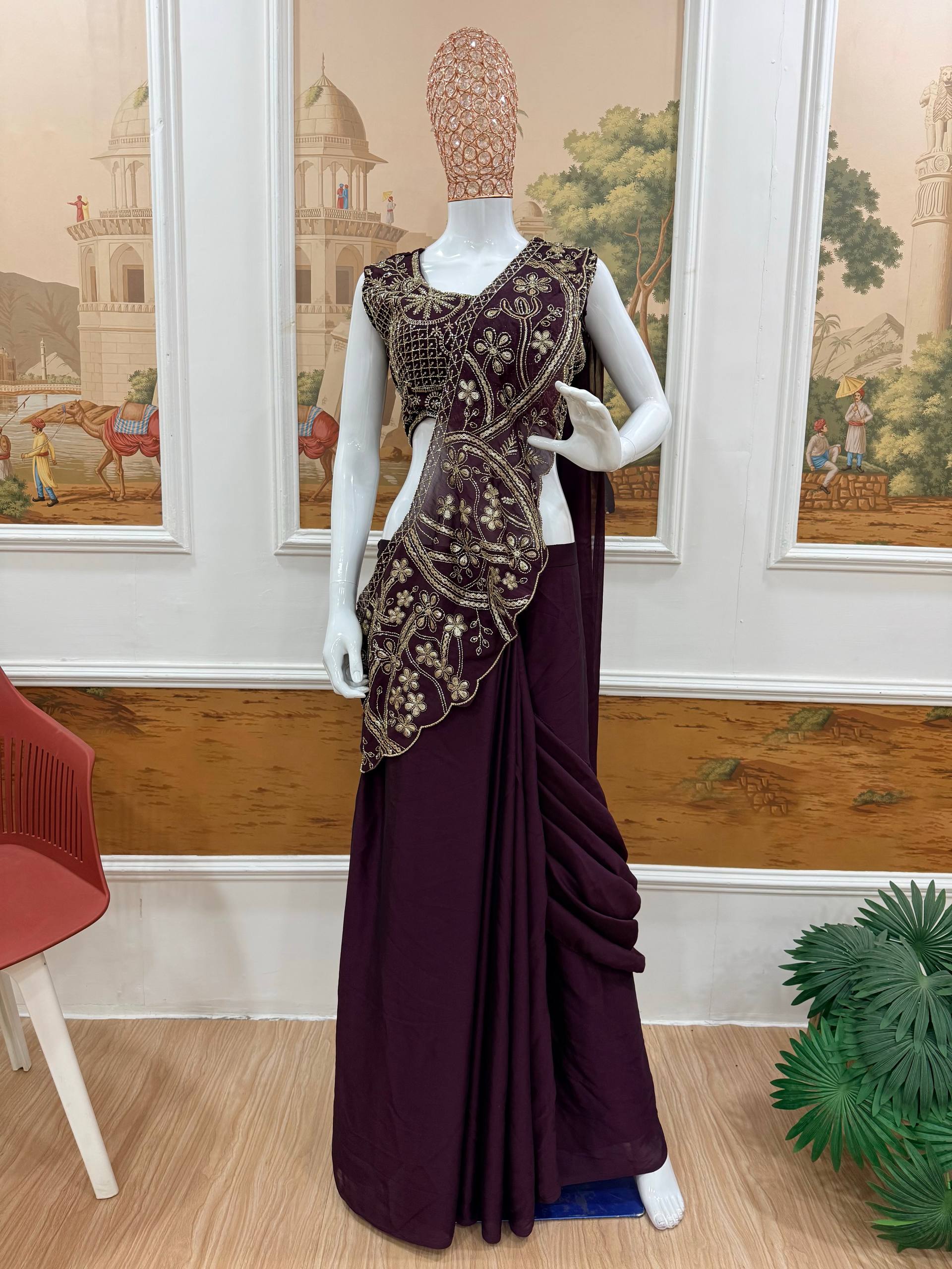 Siya – KD02 Royal Wine Ready-to-Wear Saree