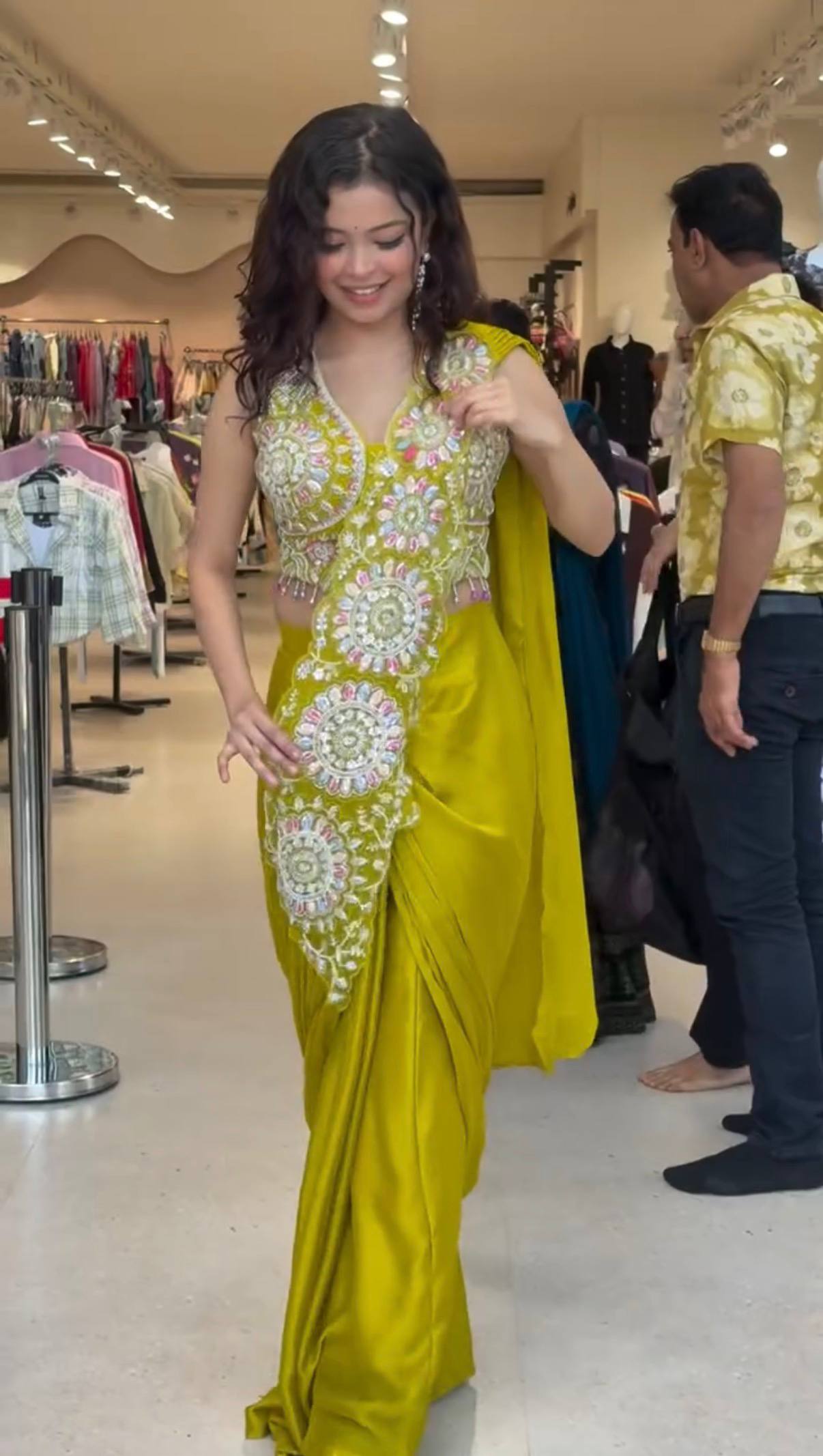 Shree – KD1001 Mustard Bloom Ready-to-Wear Saree
