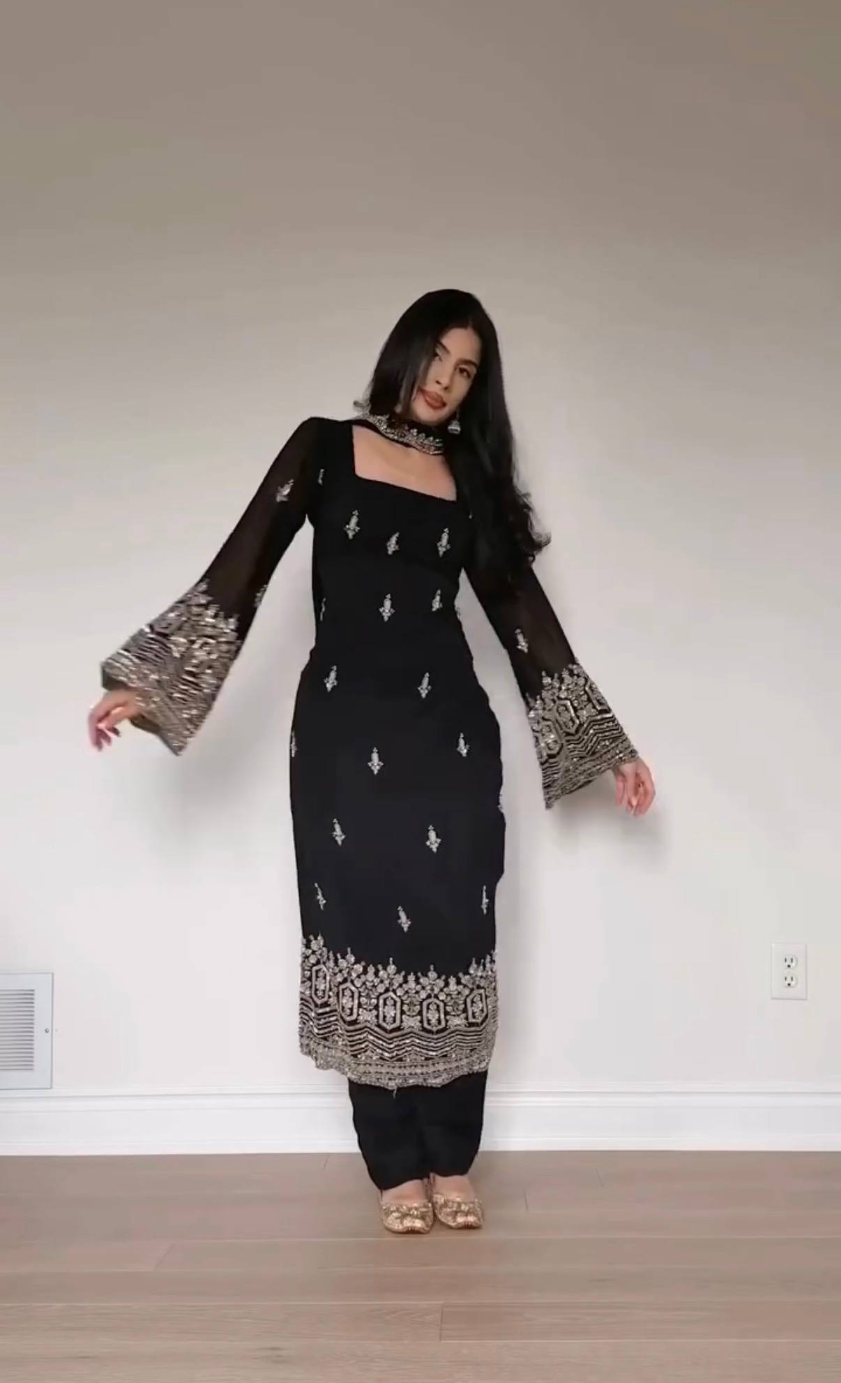 Straight Pair Embroidered Kurti With Pant & Dupatta Set