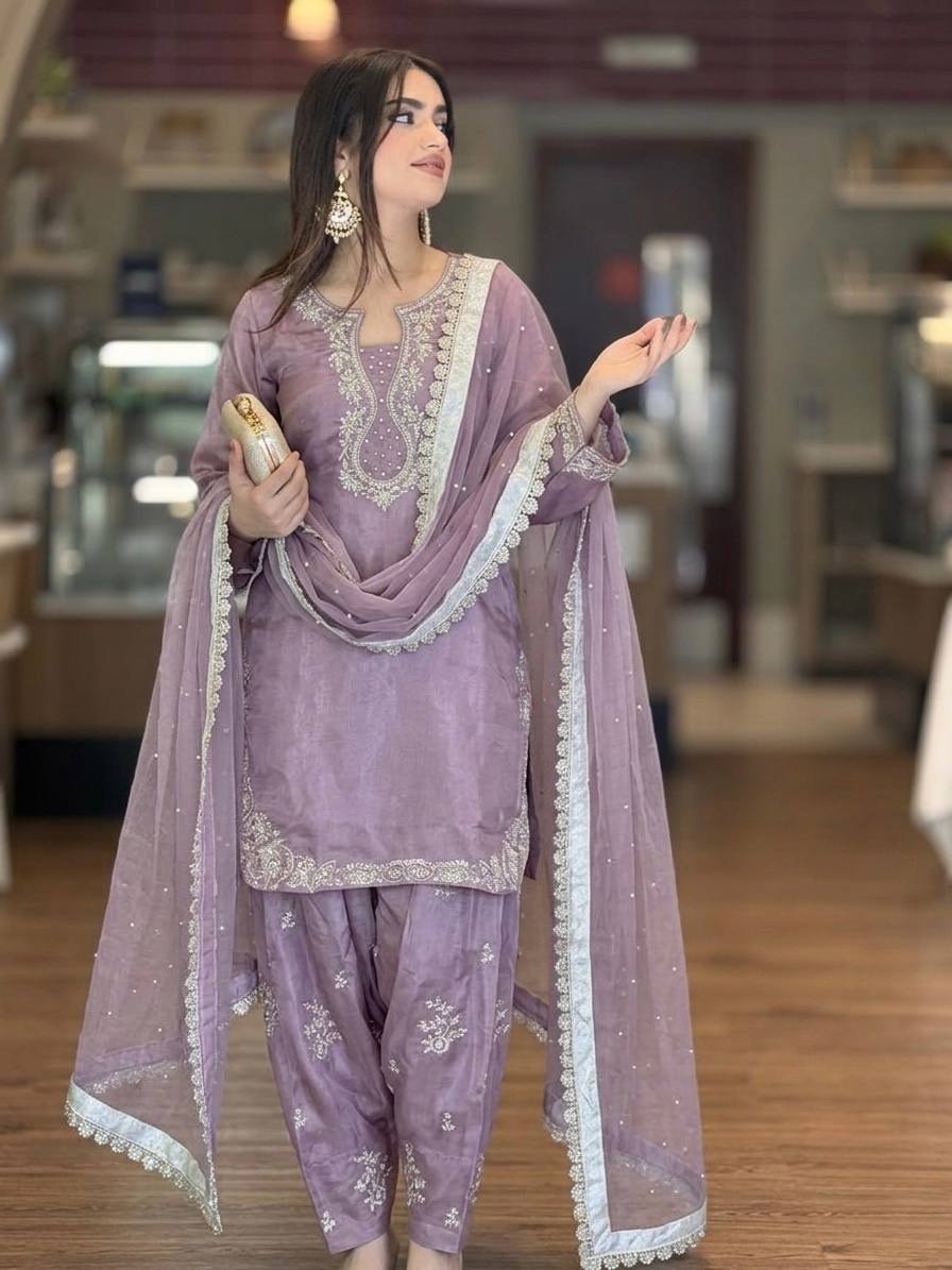 Riya - KD003  Kurti With Farshi Plazzo & Dupatta Set