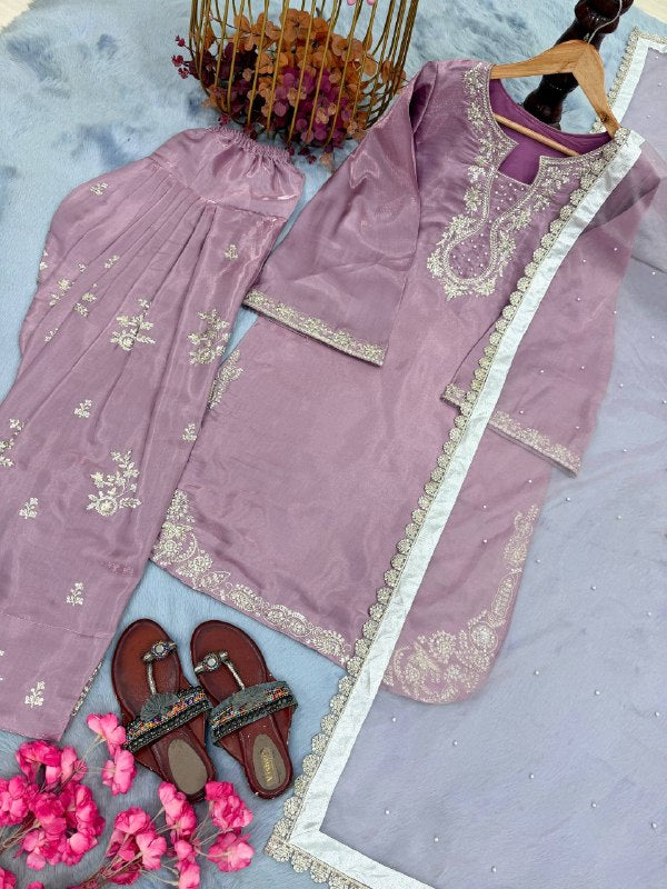 Riya - KD003  Kurti With Farshi Plazzo & Dupatta Set