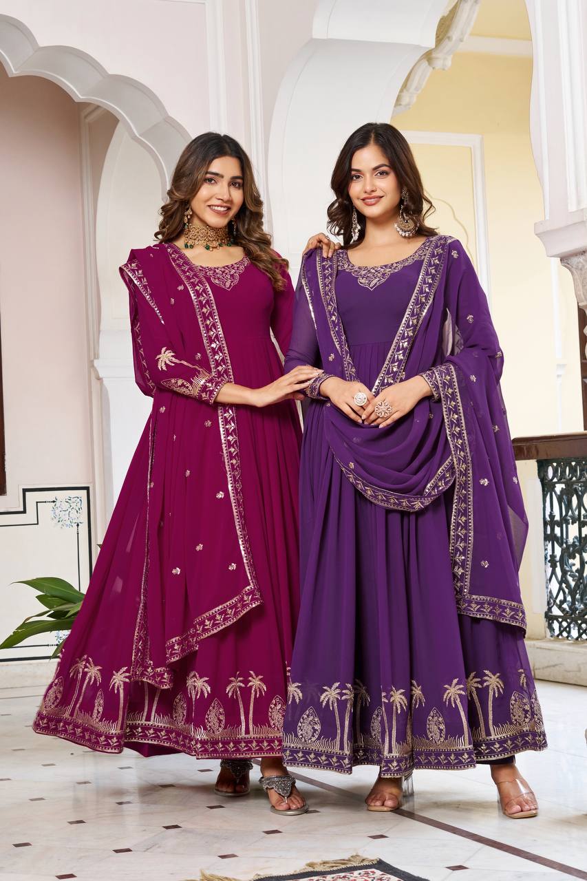 Royal Ethnic Embroidered Floor-Length Anarkali Dress