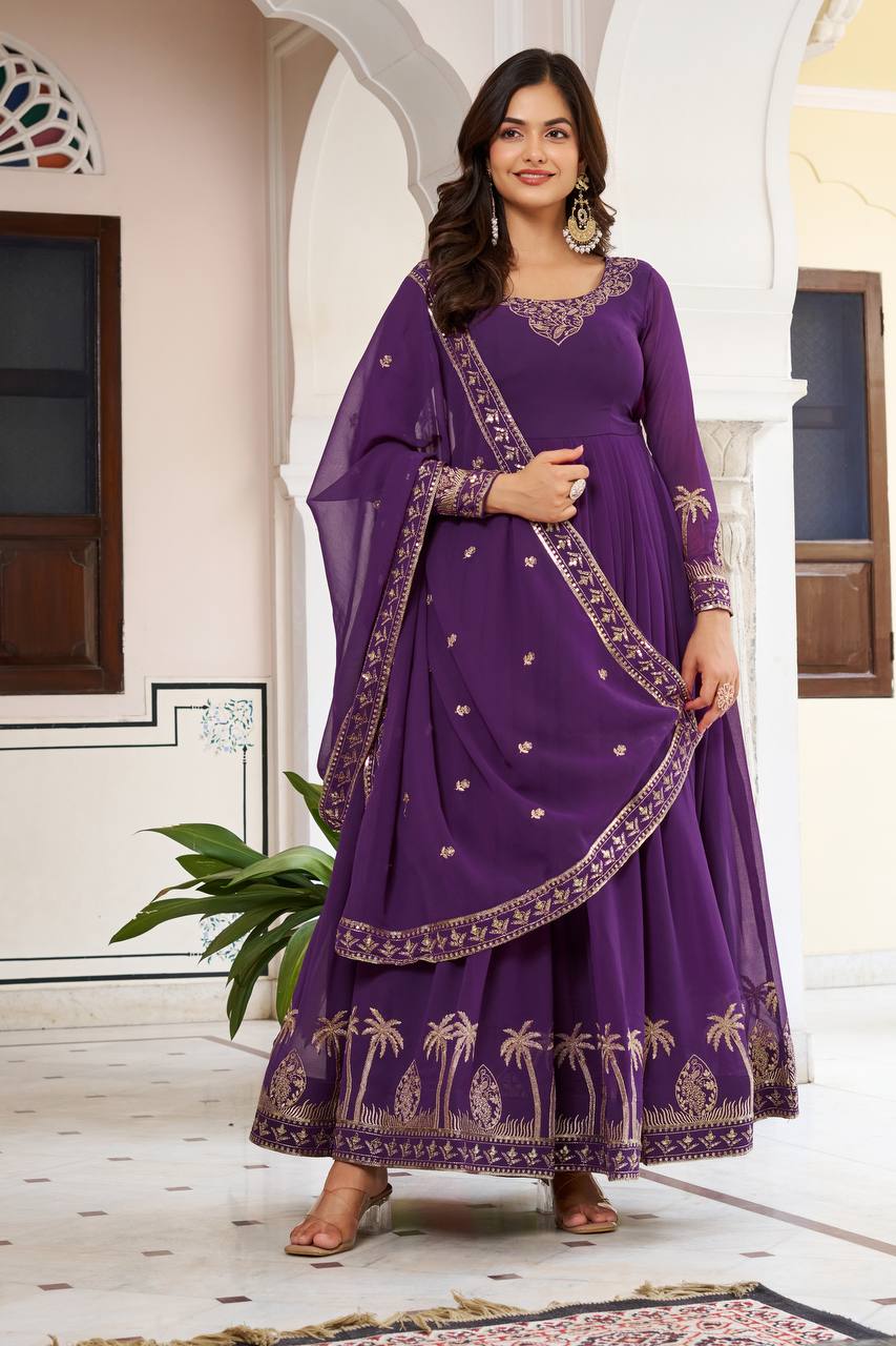 Royal Ethnic Embroidered Floor-Length Anarkali Dress