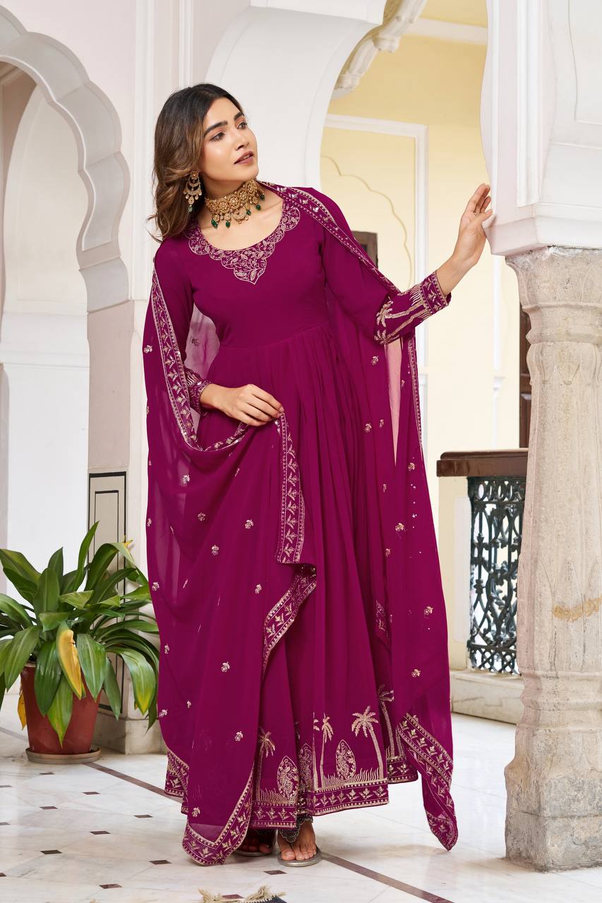 Royal Ethnic Embroidered Floor-Length Anarkali Dress