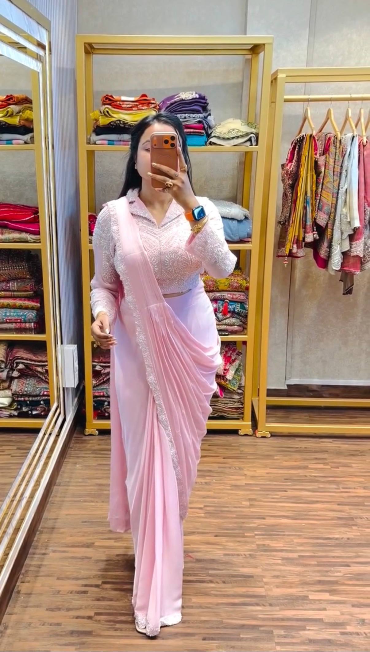 Shree – KD1002 Blush Petal Pink  Ready-to-Wear Saree