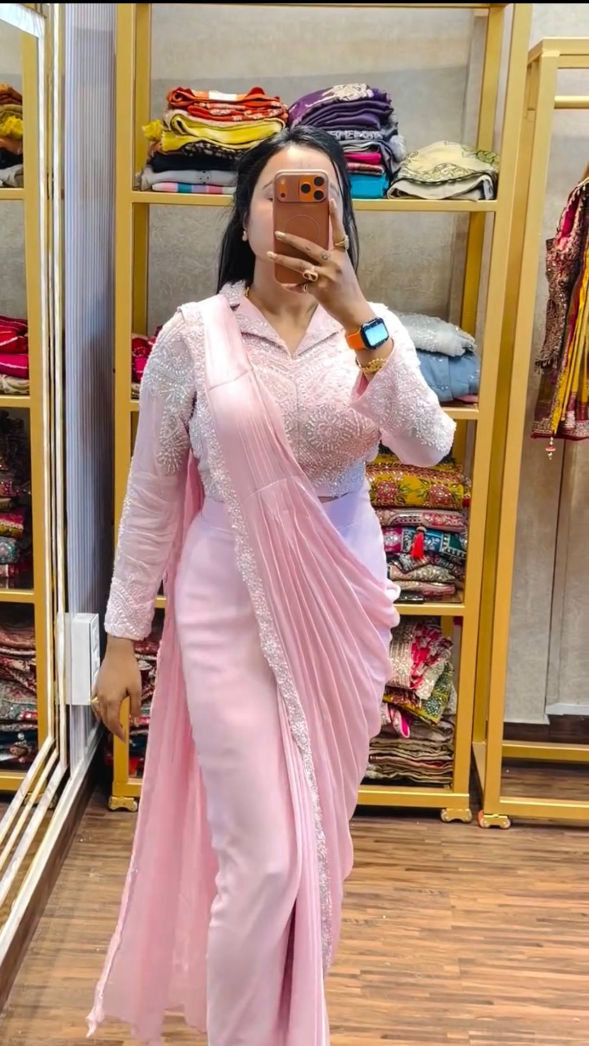 Shree – KD1002 Blush Petal Pink  Ready-to-Wear Saree