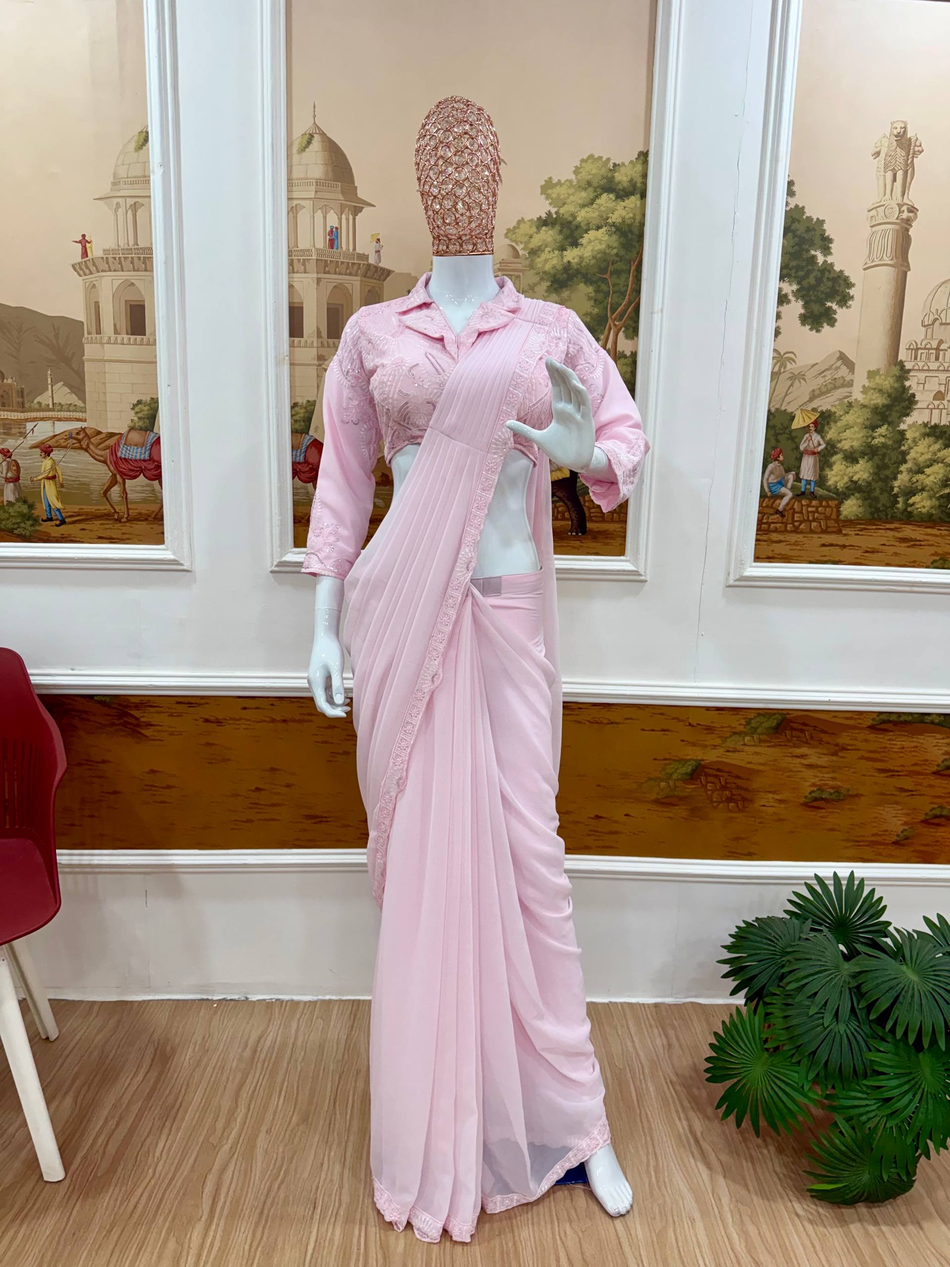 Shree – KD1002 Blush Petal Pink  Ready-to-Wear Saree