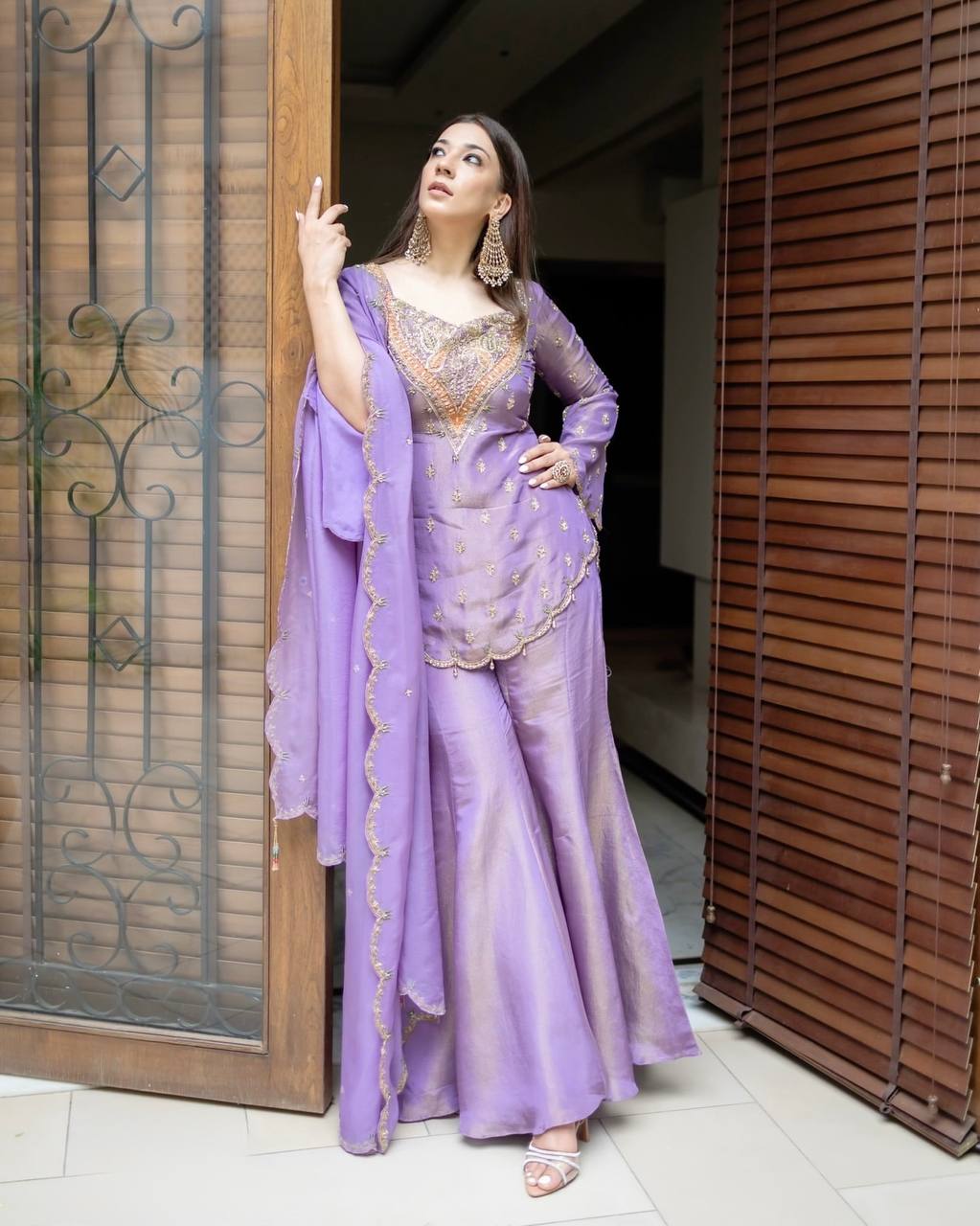 Janki – KD005 Soft Lavender  Kurti With Flair Pant & Dupatta