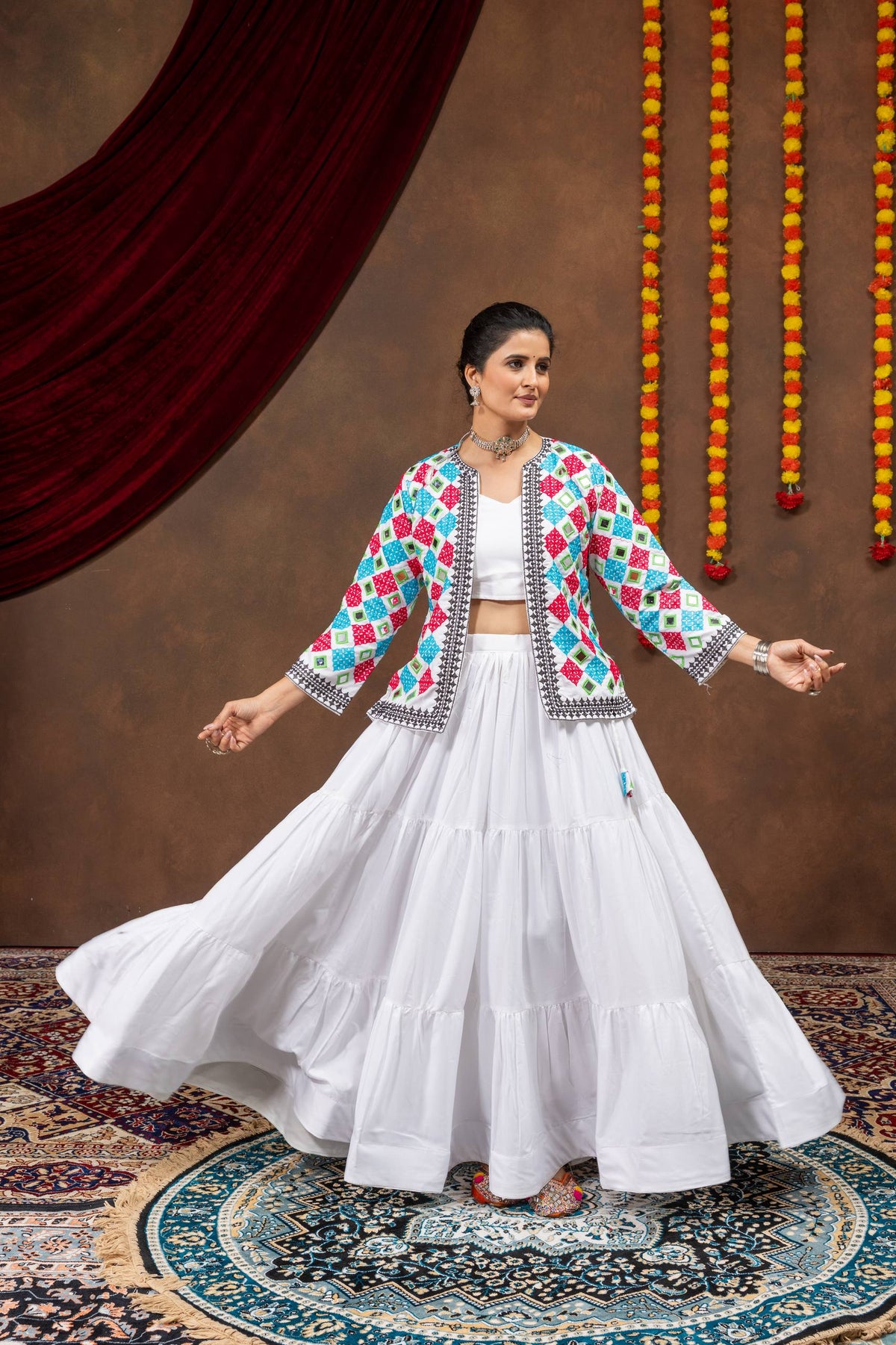 Royal Noor Traditional Embroidered Jacket Style Lehenga Set KD002
