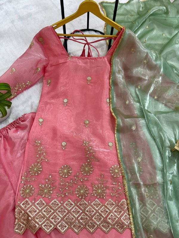 Vani - KD003 Pink Luxe Kurti With Pant & Dupatta