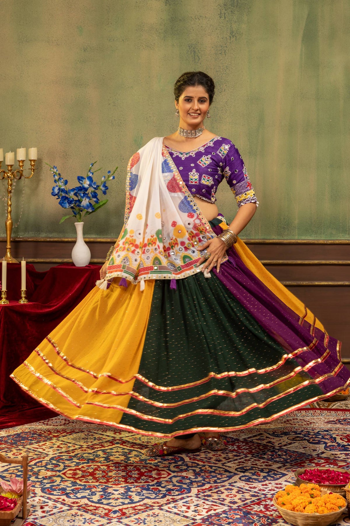 Rangrez Royal Multicolor Embroidered Lehenga Choli Set