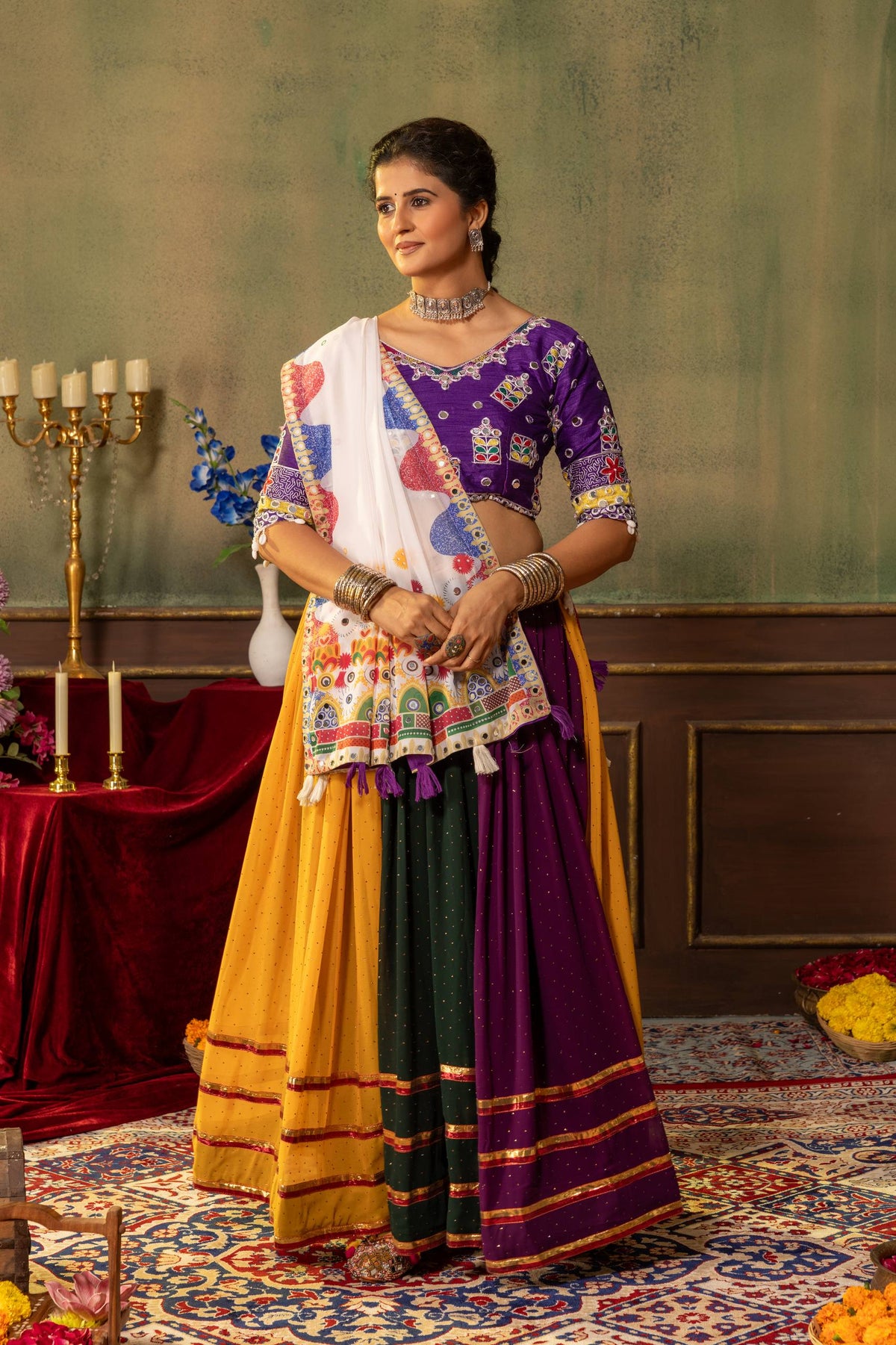 Rangrez Royal Multicolor Embroidered Lehenga Choli Set