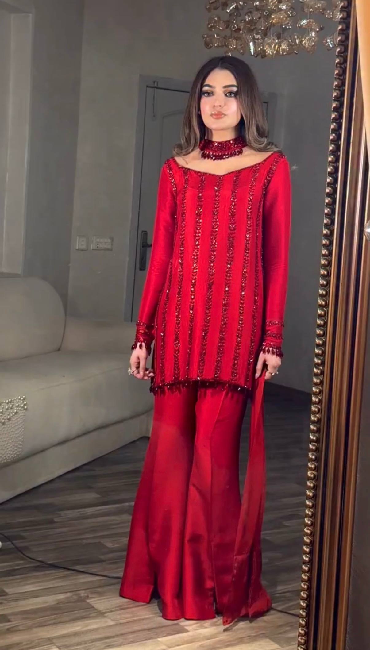 Vani - KD004 Cherry Ruby Kurti With Pant & Dupatta