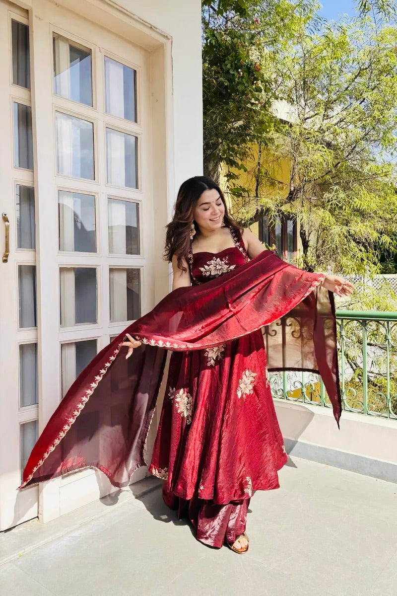 Anarkali – KD005 Maroon Round Flair Kurti