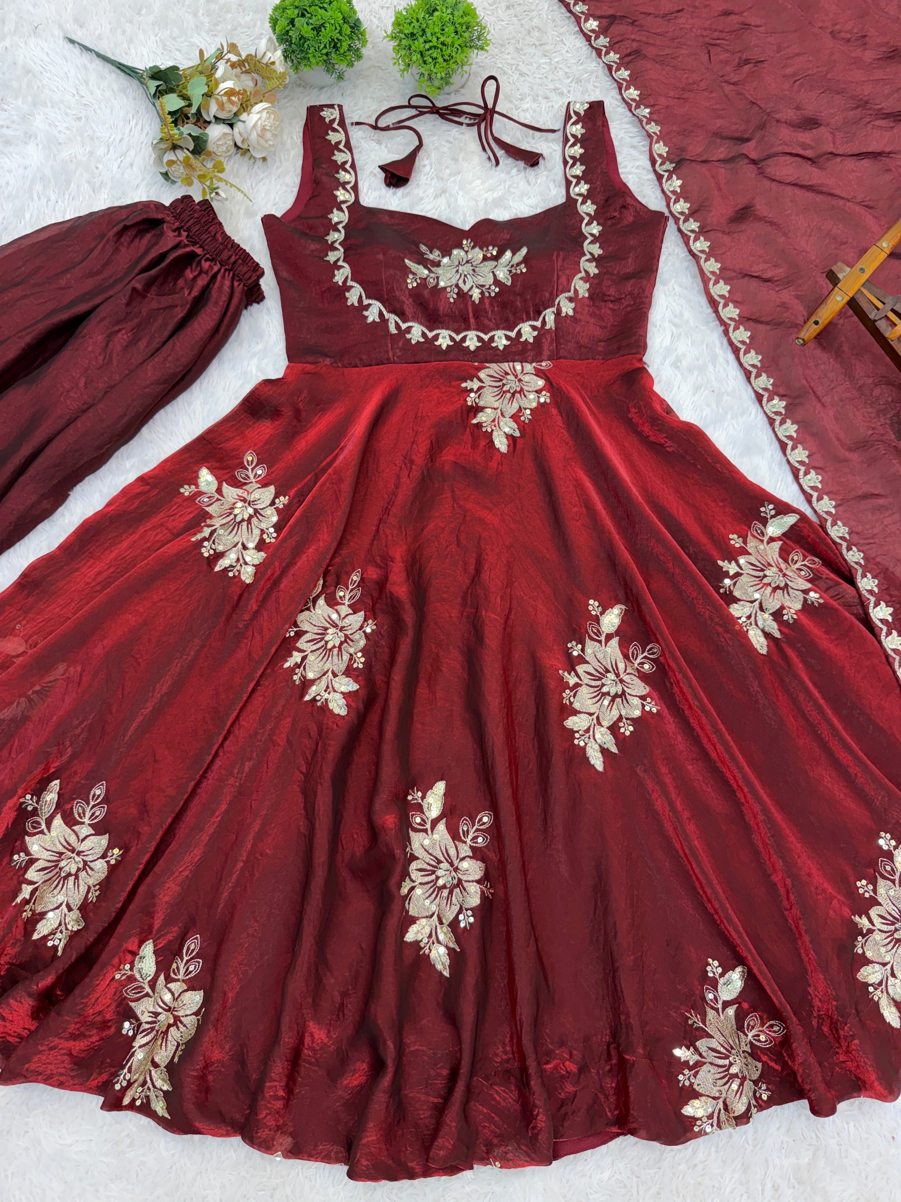 Anarkali – KD005 Maroon Round Flair Kurti