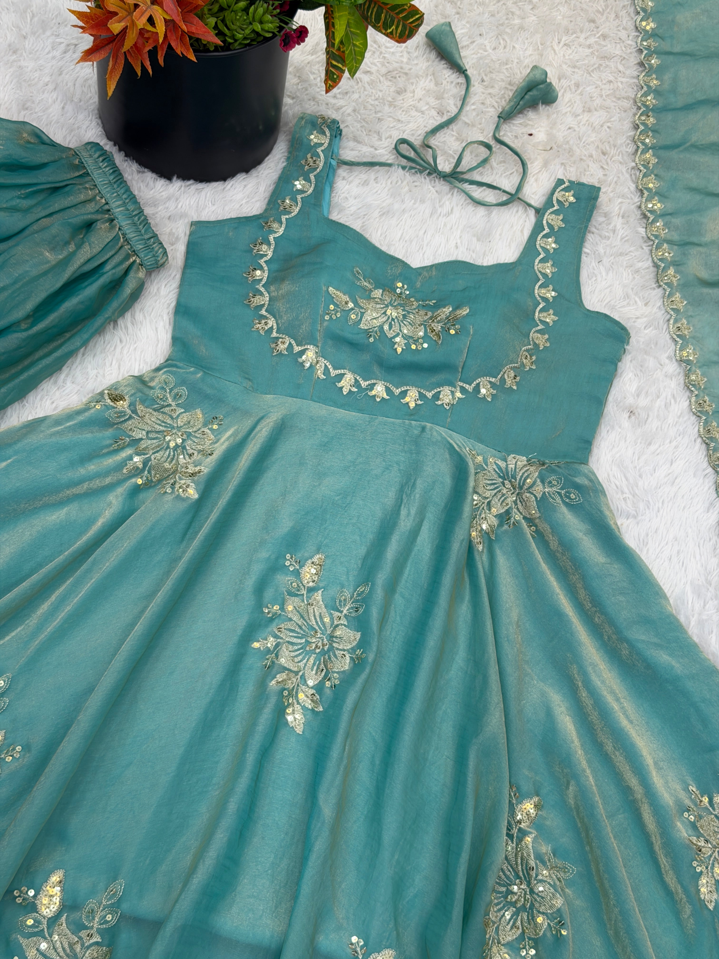 Anarkali – KD001 Sky Round Flair Kurti