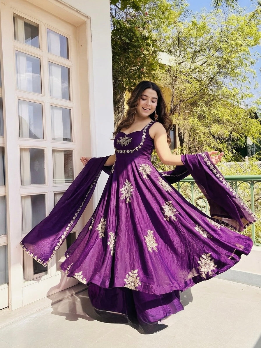 Anarkali – KD002 Wine Round Flair Kurti