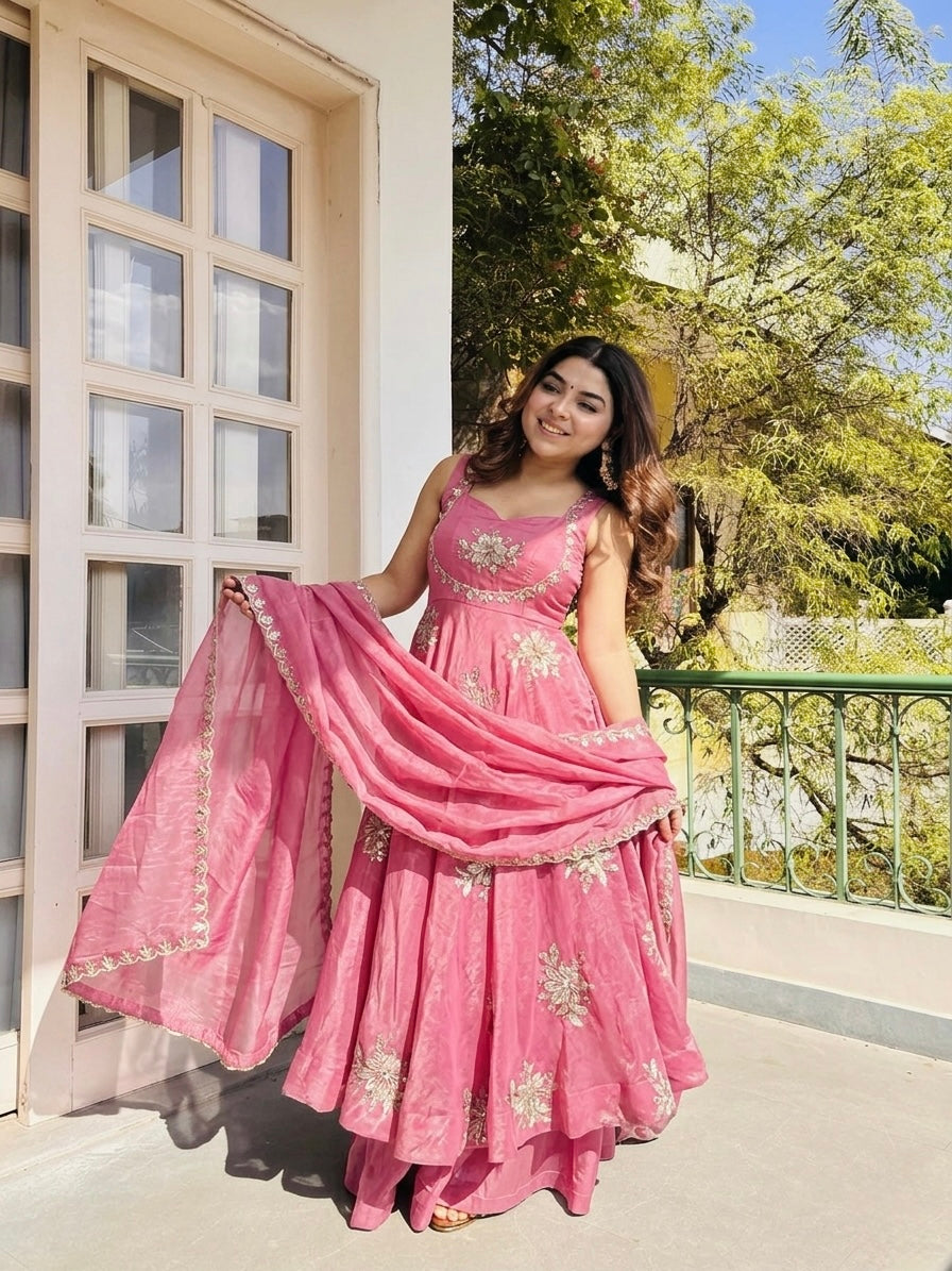Anarkali – KD004 Pink Round Flair Kurti