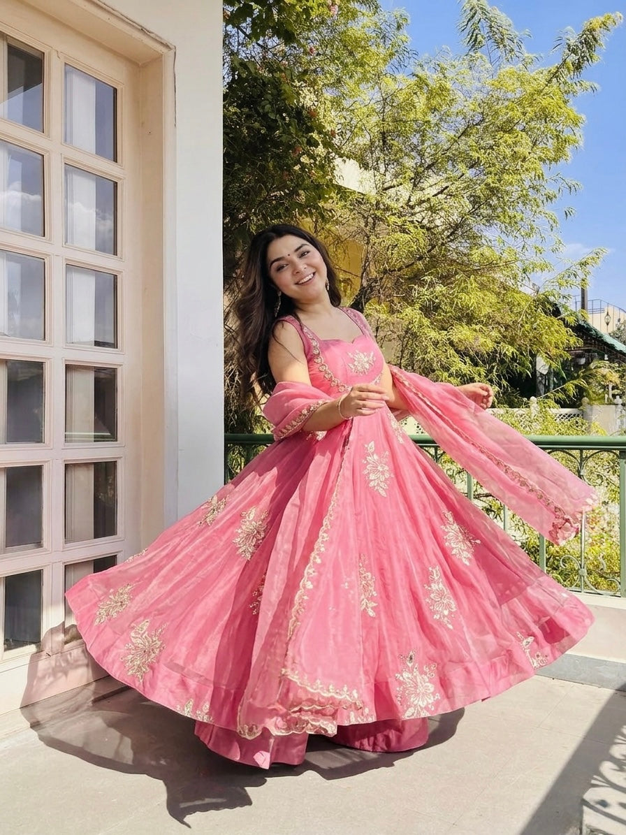 Anarkali – KD004 Pink Round Flair Kurti