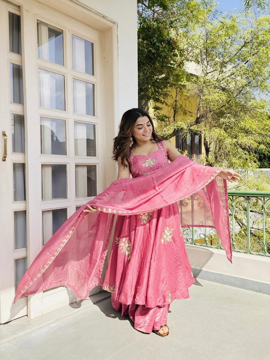 Anarkali – KD004 Pink Round Flair Kurti
