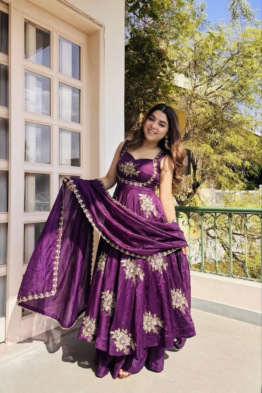 Anarkali – KD002 Wine Round Flair Kurti
