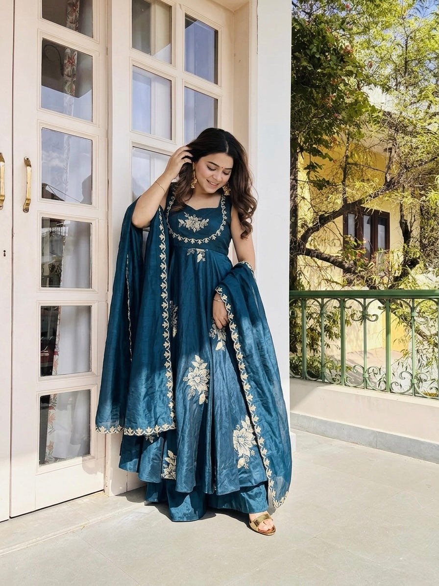 Anarkali – KD003 Royal Blue Round Flair Kurti